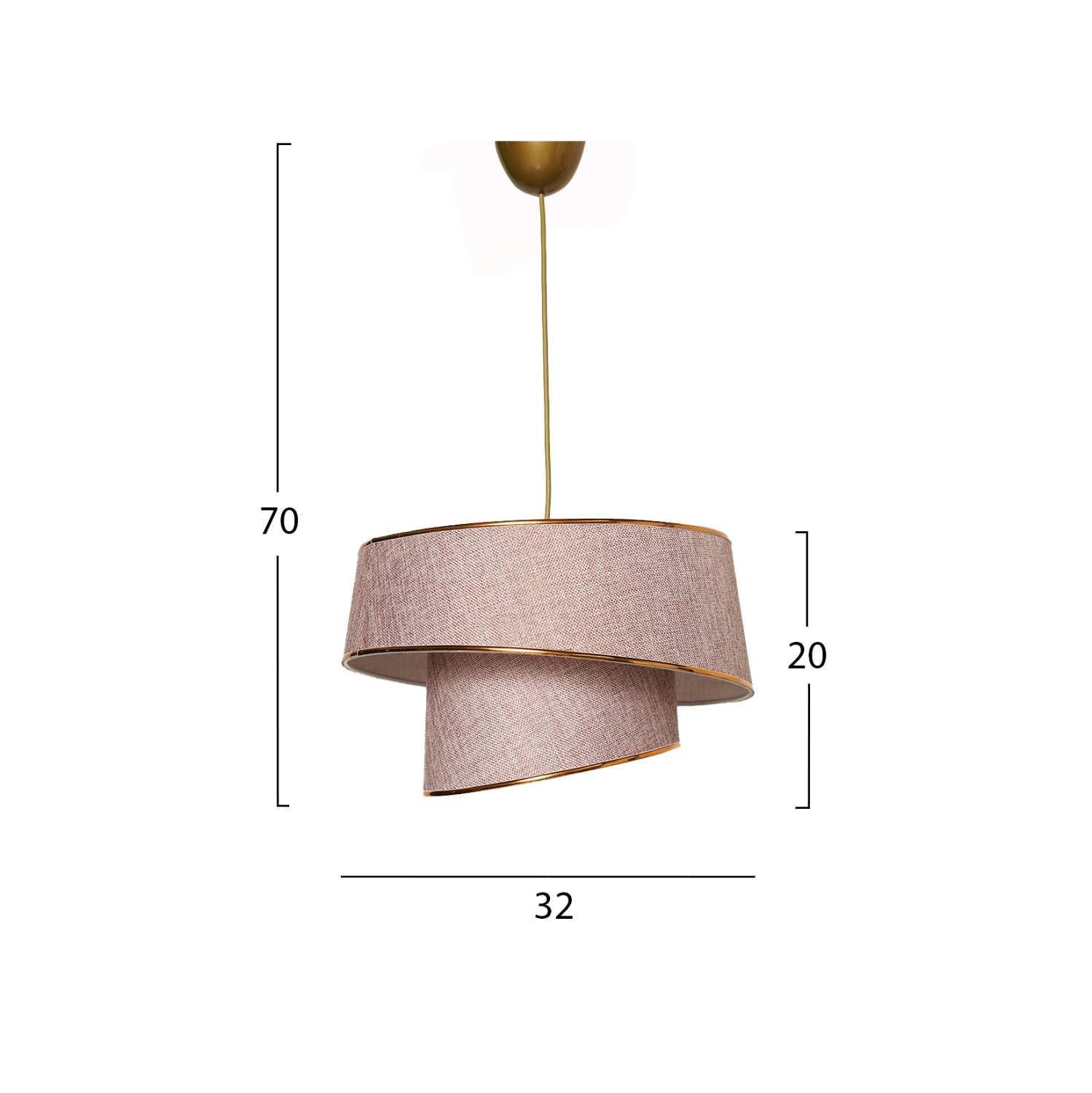 ΦΩΤΙΣΤΙΚΟ ΟΡΟΦΗΣ ΚΡΕΜΑΣΤΟ HM7356.07 ΜΕΤΑΛΛΟ ΚΑΙ ΥΦΑΣΜΑ ΣΑΠΙΟ ΜΗΛΟ ΧΡΥΣΟ Φ32x70Υ εκ. - Image 2