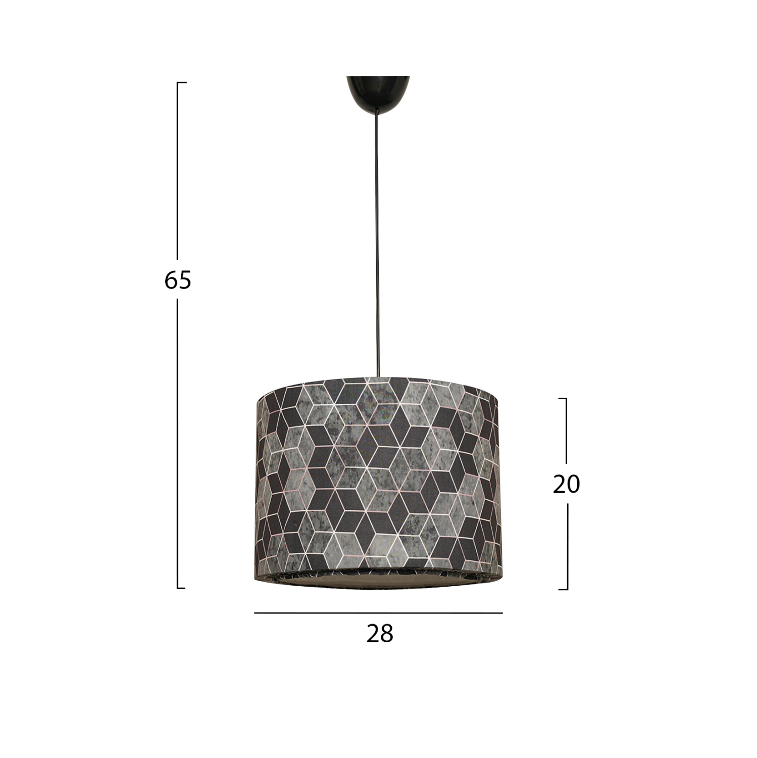 ΦΩΤΙΣΤΙΚΟ ΟΡΟΦΗΣ ΚΡΕΜΑΣΤΟ HM7369 ΜΕΤΑΛΛΟ ΚΑΙ ΥΦΑΣΜΑ ΜΑΥΡΟ ΓΚΡΙ 28x28x65Υ εκ. - Image 2
