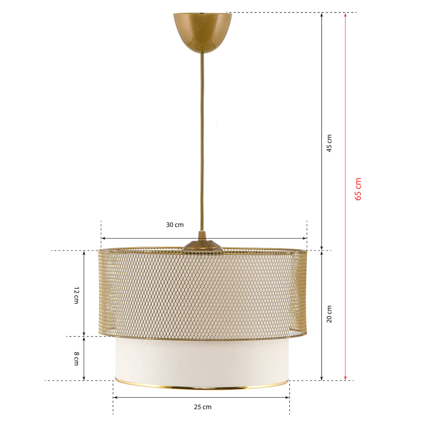 ΦΩΤΙΣΤΙΚΟ ΟΡΟΦΗΣ ΚΡΕΜΑΣΤΟ HM7659.02,ΧΡΥΣΟ ΜΕΤΑΛΛΟ, ΥΦΑΣΜΑ ΛΕΥΚΟ, Φ30x65 εκ. - Image 2