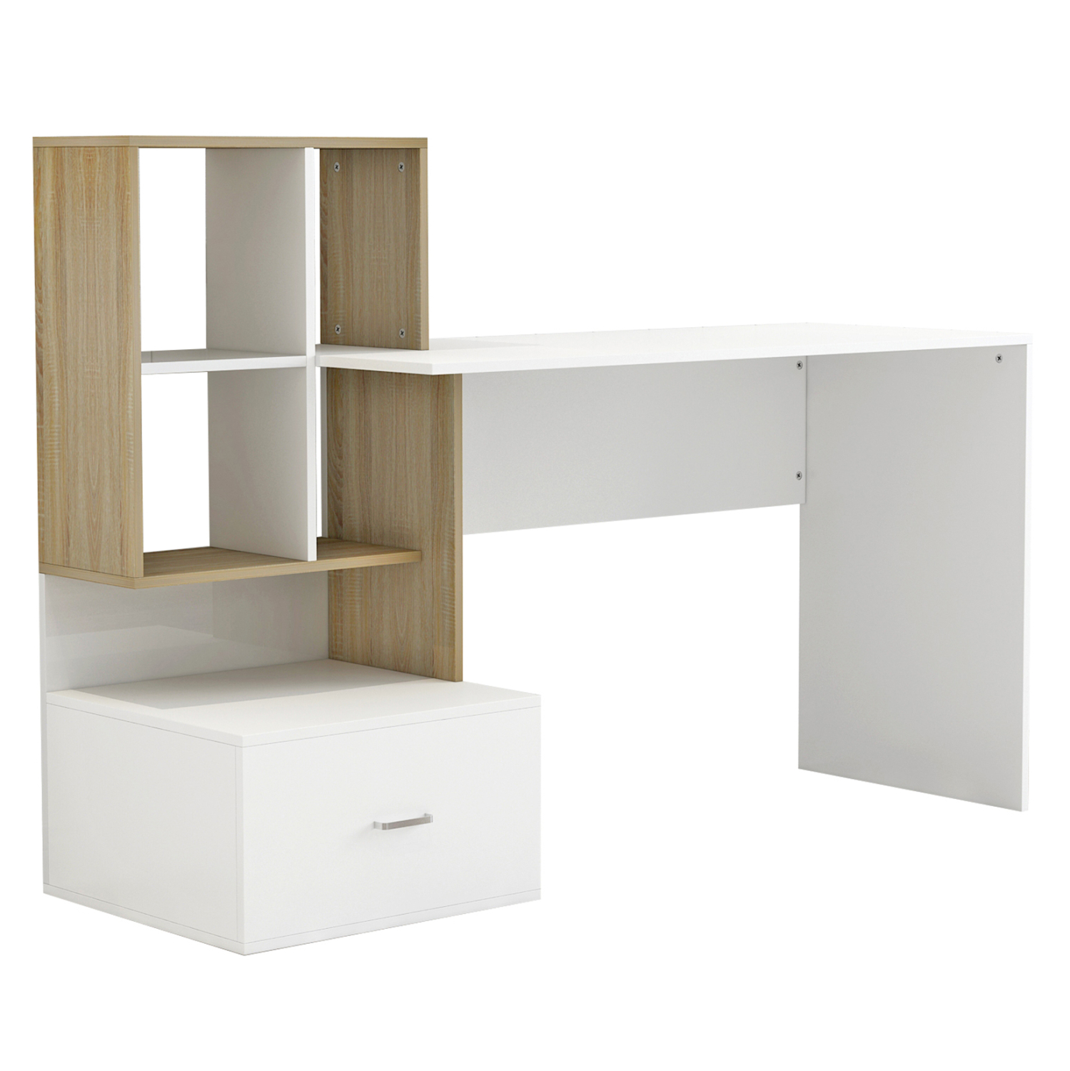 ΓΡΑΦΕΙΟ ΜΕΛΑΜΙΝΗΣ ΜΕ ΒΙΒΛΙΟΘΗΚΗ SYNDYA HM8993.02 ΛΕΥΚΟ SONAMA 149x48x105Y εκ. - Image 2