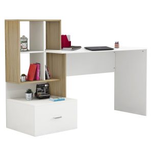 ΓΡΑΦΕΙΟ ΜΕΛΑΜΙΝΗΣ ΜΕ ΒΙΒΛΙΟΘΗΚΗ SYNDYA HM8993.02 ΛΕΥΚΟ SONAMA 149x48x105Y εκ.