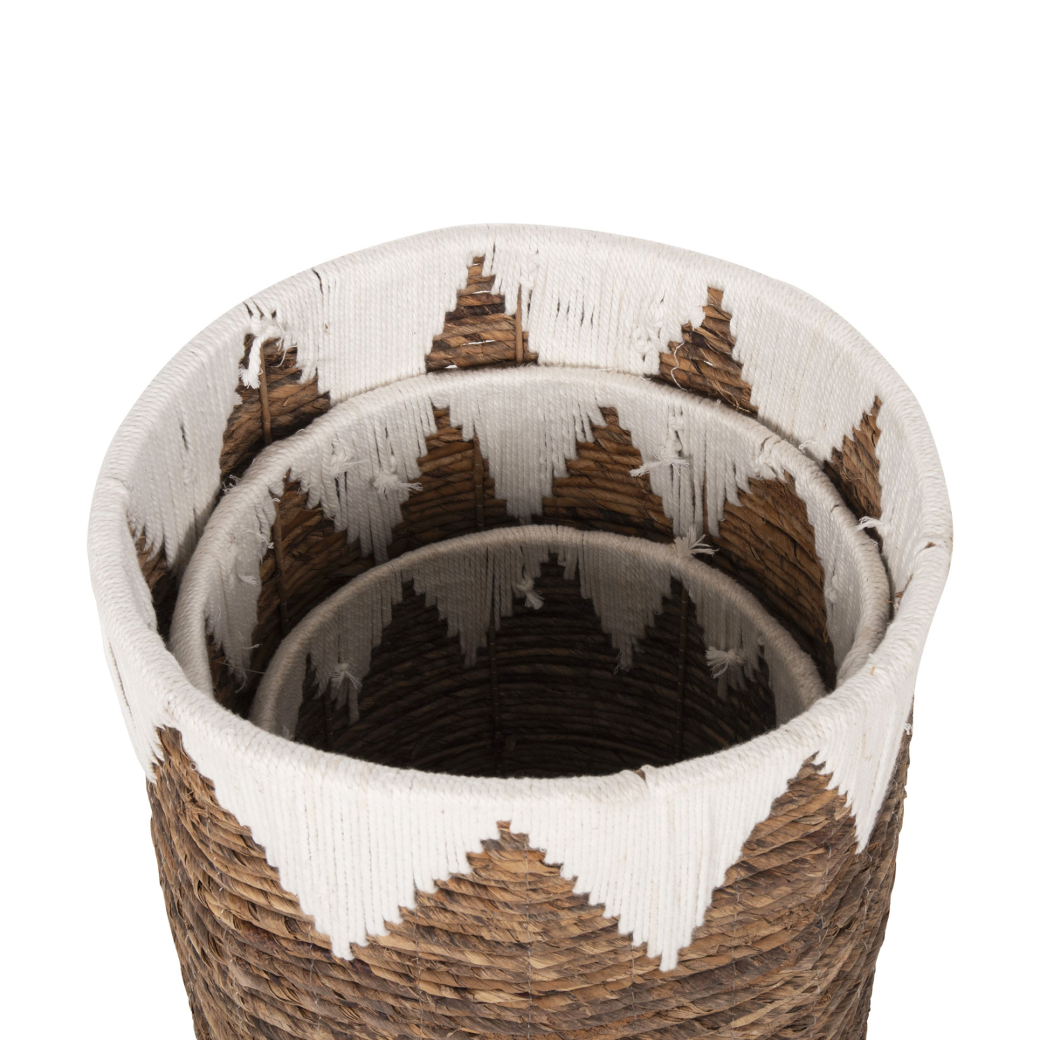 ΚΑΛΑΘΙΑ ΨΑΘΙΝΑ ΣΤΡΟΓΓΥΛΑ ΧΩΡΙΣ ΚΑΠΑΚΙ ΣΕΤ 3τμχ HM4307 ΣΕ ΦΥΣΙΚΟ-ΛΕΥΚΟ Φ42x56Υεκ. - Image 5