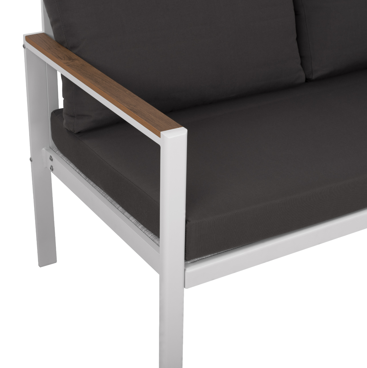 ΚΑΝΑΠΕΣ 2-ΘΕΣΙΟΣ SAFIYA HM5523.01 ΑΛΟΥΜΙΝΙΟ ΛΕΥΚΟ-ΑΝΘΡΑΚΙ ΜΑΞΙΛΑΡΙΑ 144x70x85Υεκ - Image 6