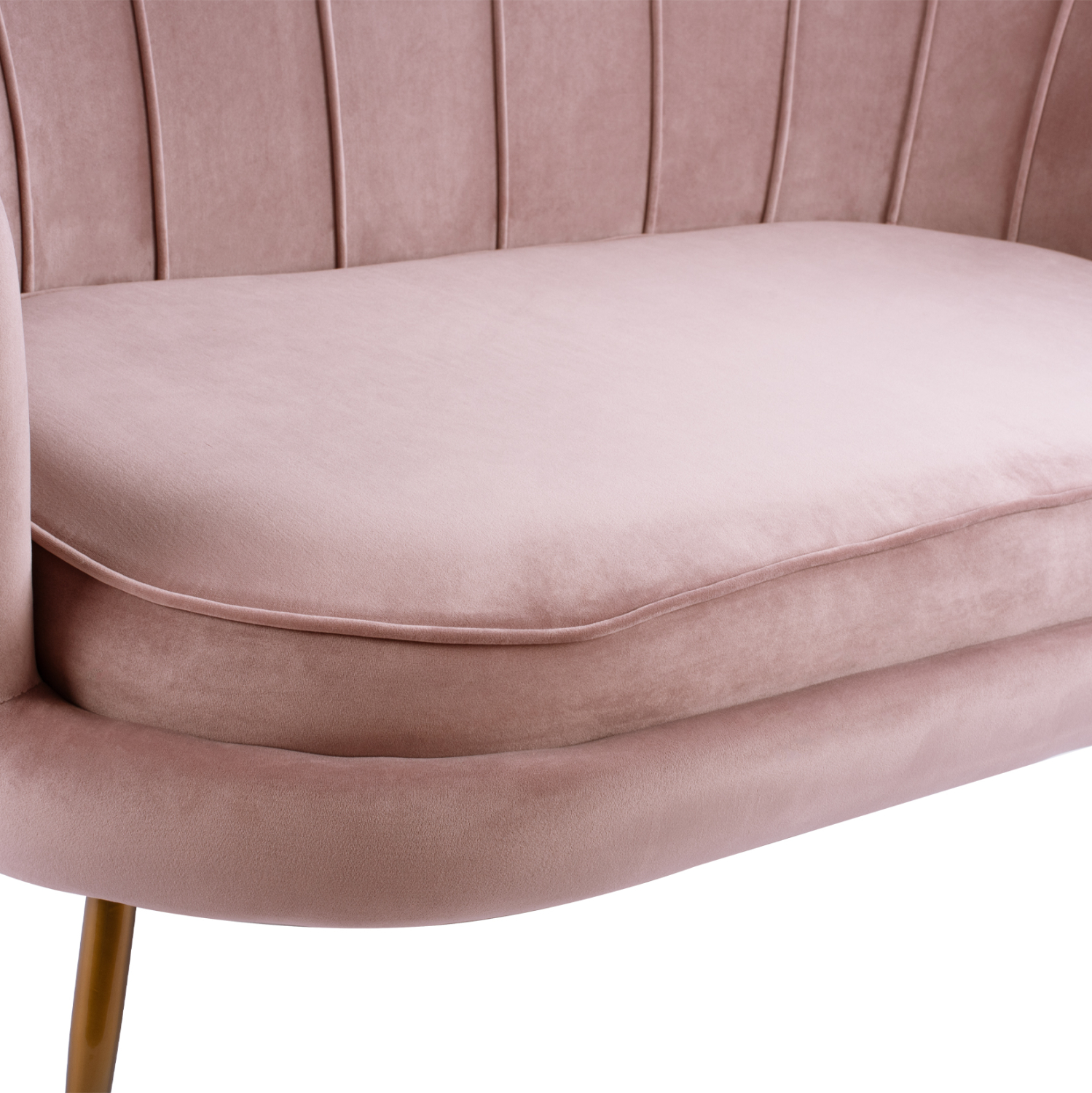 ΚΑΝΑΠΕΣ 2ΘΕΣΙΟΣ COQUILLE HM8627.02 ΑΠΟ ΒΕΛΟΥΔΟ ΣΑΠΙΟ ΜΗΛΟ & ΧΡΥΣΑ ΠΟΔΙΑ 130x81x86εκ. - Image 6