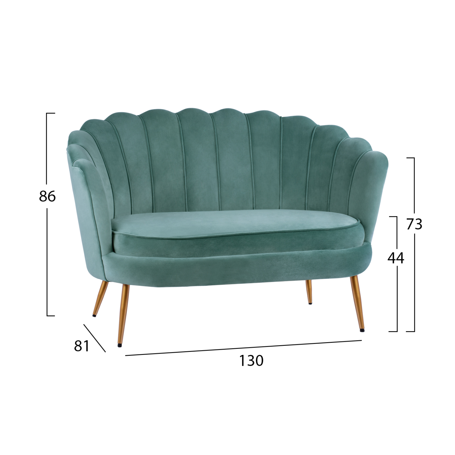 ΚΑΝΑΠΕΣ 2ΘΕΣΙΟΣ COQUILLE HM8627.07 ΑΠΟ ΦΥΣΤΙΚΙ ΒΕΛΟΥΔΟ ΜΕ ΧΡΥΣΑ ΠΟΔΙΑ 130x81x86Υ εκ. - Image 2