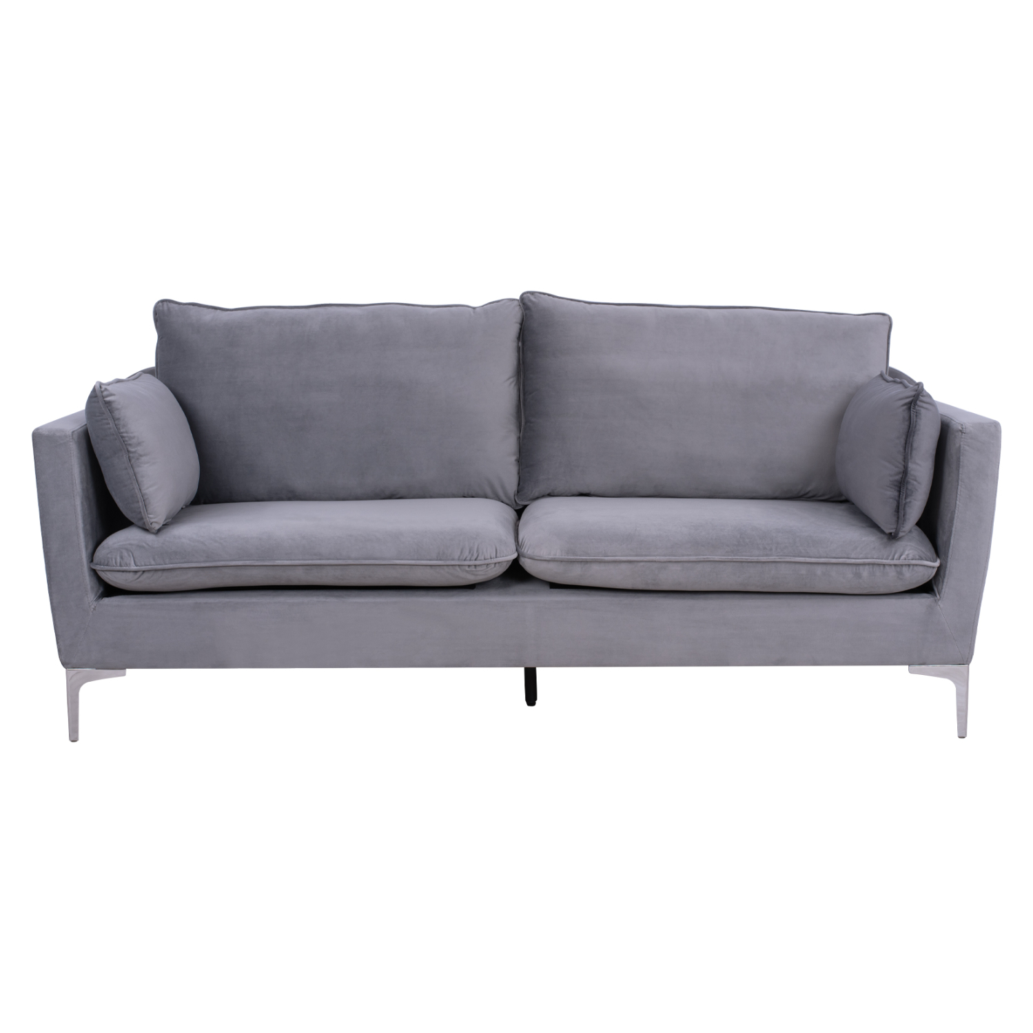 ΚΑΝΑΠΕΣ KAREN 3ΘΕΣΙΟΣ ΓΚΡΙ ΒΕΛΟΥΔΟ & ΜΕΤΑΛΛΙΚΑ ΠΟΔΙΑ ΧΡΩΜΙΟΥ HM3136.31 208x81x95 εκ. - Image 3