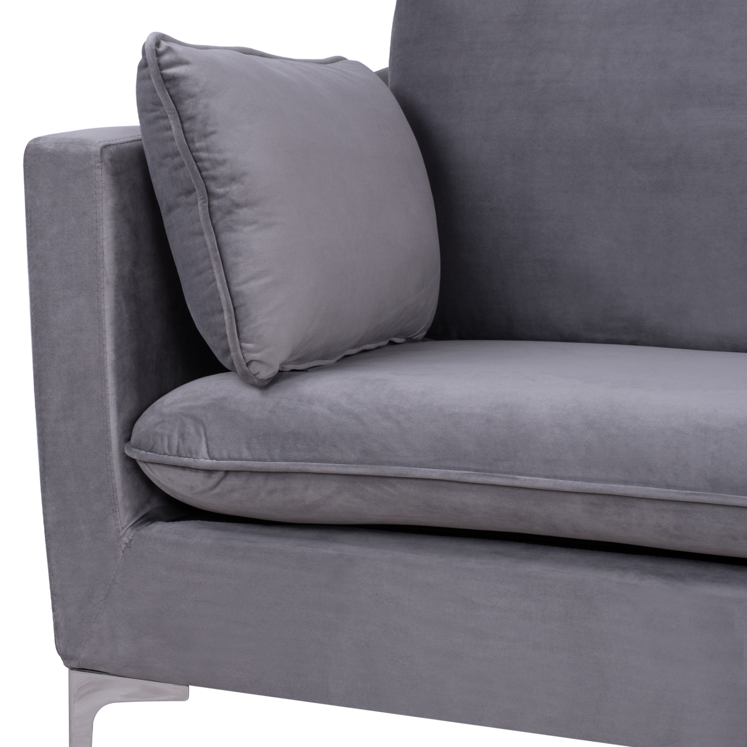 ΚΑΝΑΠΕΣ KAREN 3ΘΕΣΙΟΣ ΓΚΡΙ ΒΕΛΟΥΔΟ & ΜΕΤΑΛΛΙΚΑ ΠΟΔΙΑ ΧΡΩΜΙΟΥ HM3136.31 208x81x95 εκ. - Image 7