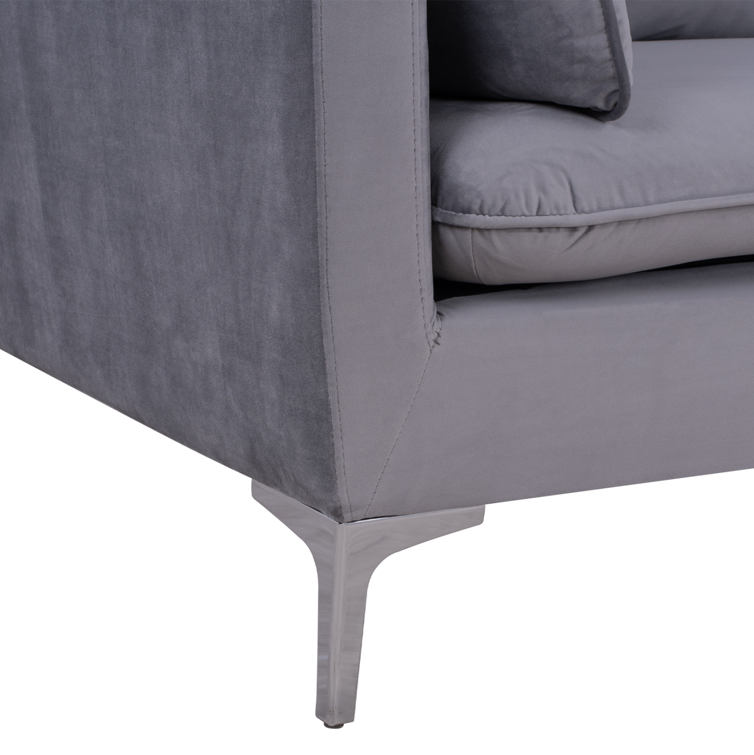 ΚΑΝΑΠΕΣ KAREN 3ΘΕΣΙΟΣ ΓΚΡΙ ΒΕΛΟΥΔΟ & ΜΕΤΑΛΛΙΚΑ ΠΟΔΙΑ ΧΡΩΜΙΟΥ HM3136.31 208x81x95 εκ. - Image 8