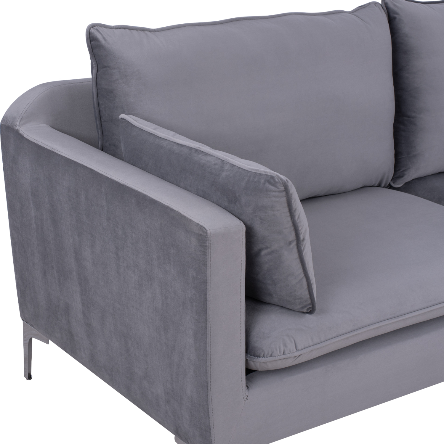 ΚΑΝΑΠΕΣ KAREN 3ΘΕΣΙΟΣ ΓΚΡΙ ΒΕΛΟΥΔΟ & ΜΕΤΑΛΛΙΚΑ ΠΟΔΙΑ ΧΡΩΜΙΟΥ HM3136.31 208x81x95 εκ. - Image 9