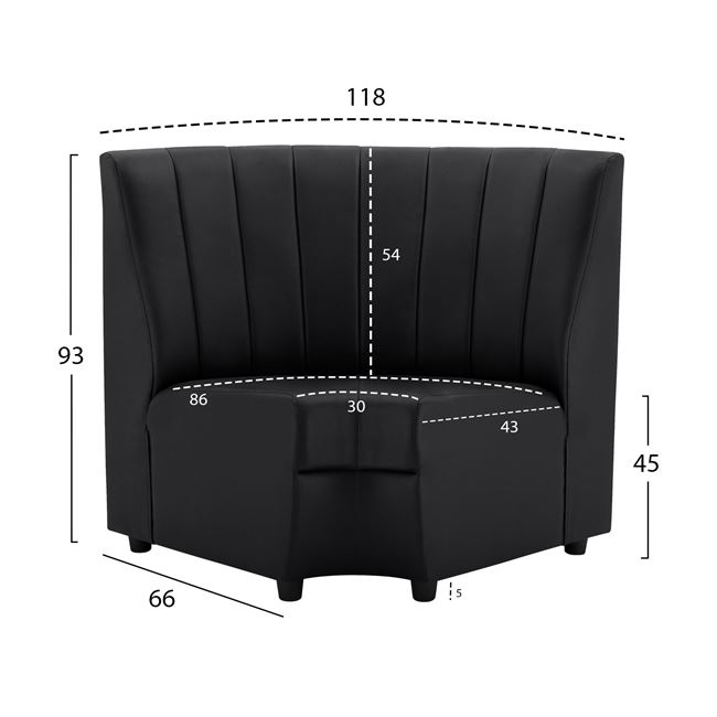 ΚΑΝΑΠΕΣ ΓΩΝΙΑΚΟΣ LANDON HM3163.01 ΑΠΟ ΤΕΧΝΟΔΕΡΜΑ ΜΑΥΡΟ 118x66x93Υ εκ. - Image 2