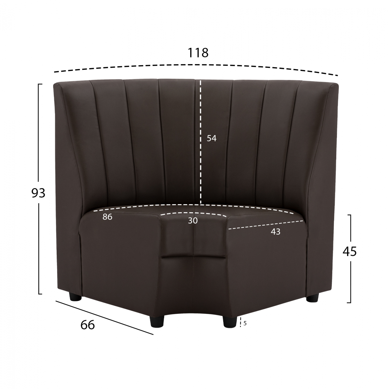 ΚΑΝΑΠΕΣ ΓΩΝΙΑΚΟΣ LANDON HM3163.03 ΑΠΟ ΤΕΧΝΟΔΕΡΜΑ ΚΑΦΕ 118x66x93Υ εκ. - Image 2