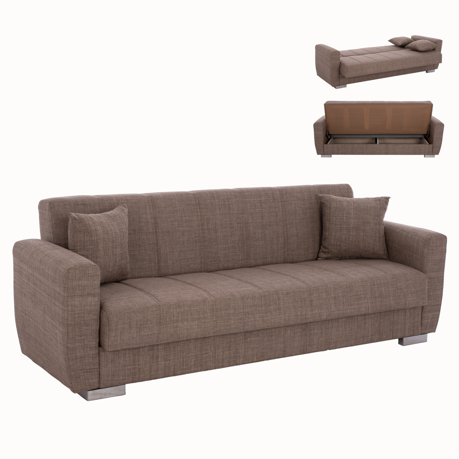 ΚΑΝΑΠΕΣ ΚΡΕΒΑΤΙ POLYA ΤΡΙΘΕΣΙΟΣ ΚΑΦΕ HM3240.02 215x80x77 εκ.