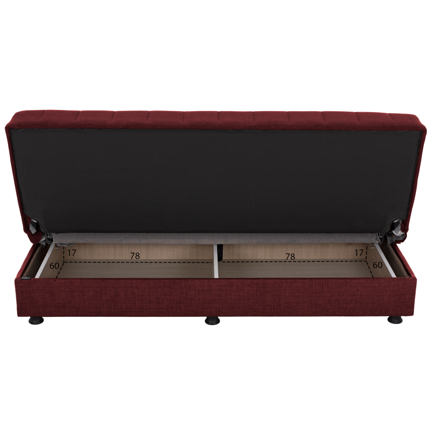 ΚΑΝΑΠΕΣ ΚΡΕΒΑΤΙ ANDRI ΤΡΙΘΕΣΙΟΣ ΚΟΚΚΙΝΟ HM3239.06 180x72x77 εκ. - Image 4