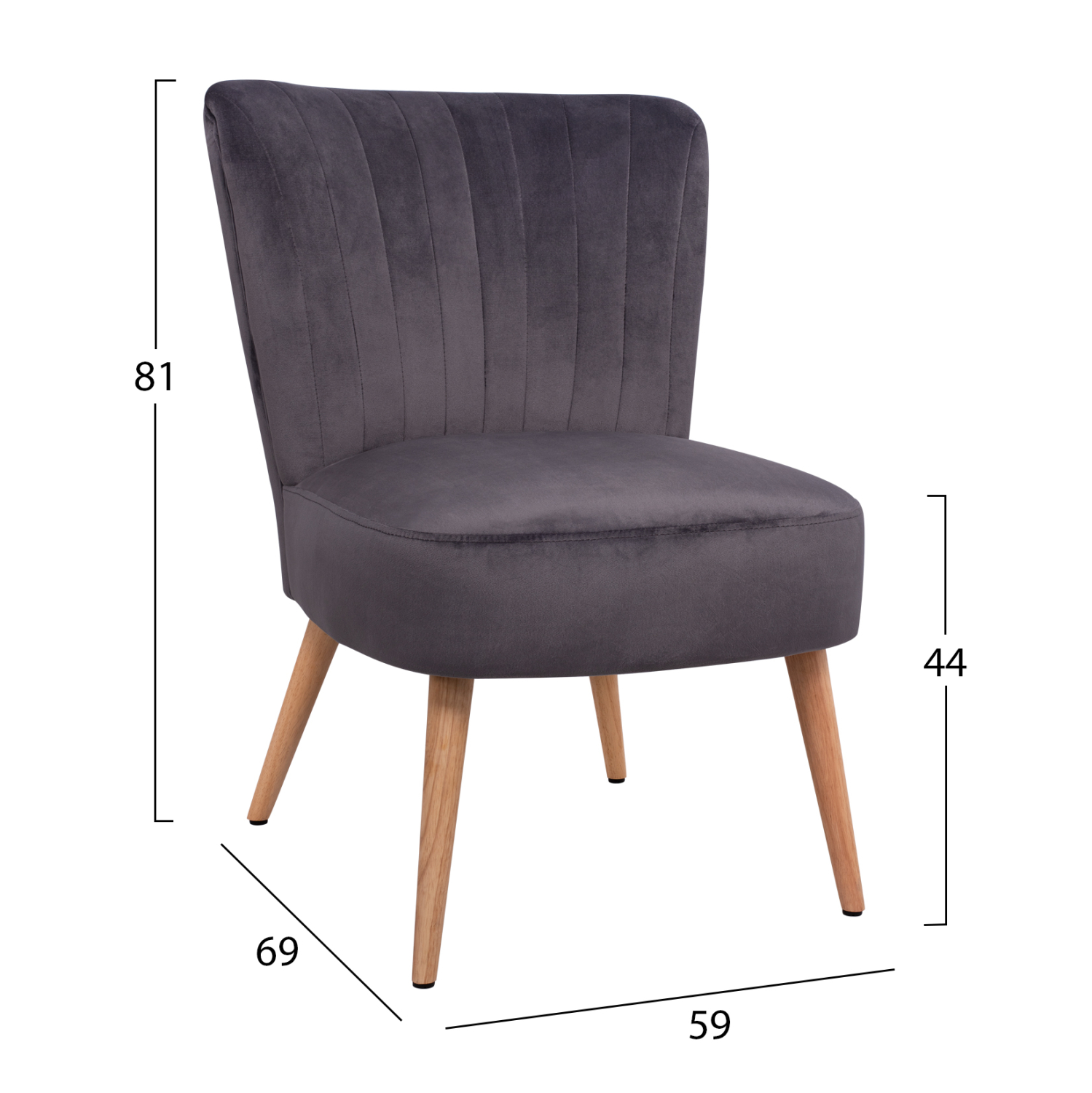 ΚΑΡΕΚΛΑ CARISSA ΒΕΛΟΥΔΟ ΓΚΡΙ HM8404.01 59Χ69Χ81Υ ΕΚ - Image 2