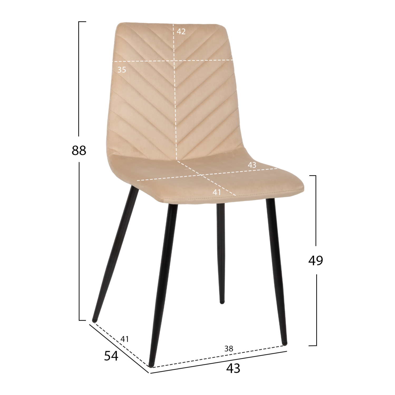 ΚΑΡΕΚΛΑ LATRELL HM8587.05 ΒΕΛΟΥΔΟ ΕΚΡΟΥ ΜΕ ΜΑΥΡΑ ΜΕΤΑΛΛΙΚΑ ΠΟΔΙΑ 43x54x88Υεκ. - Image 2