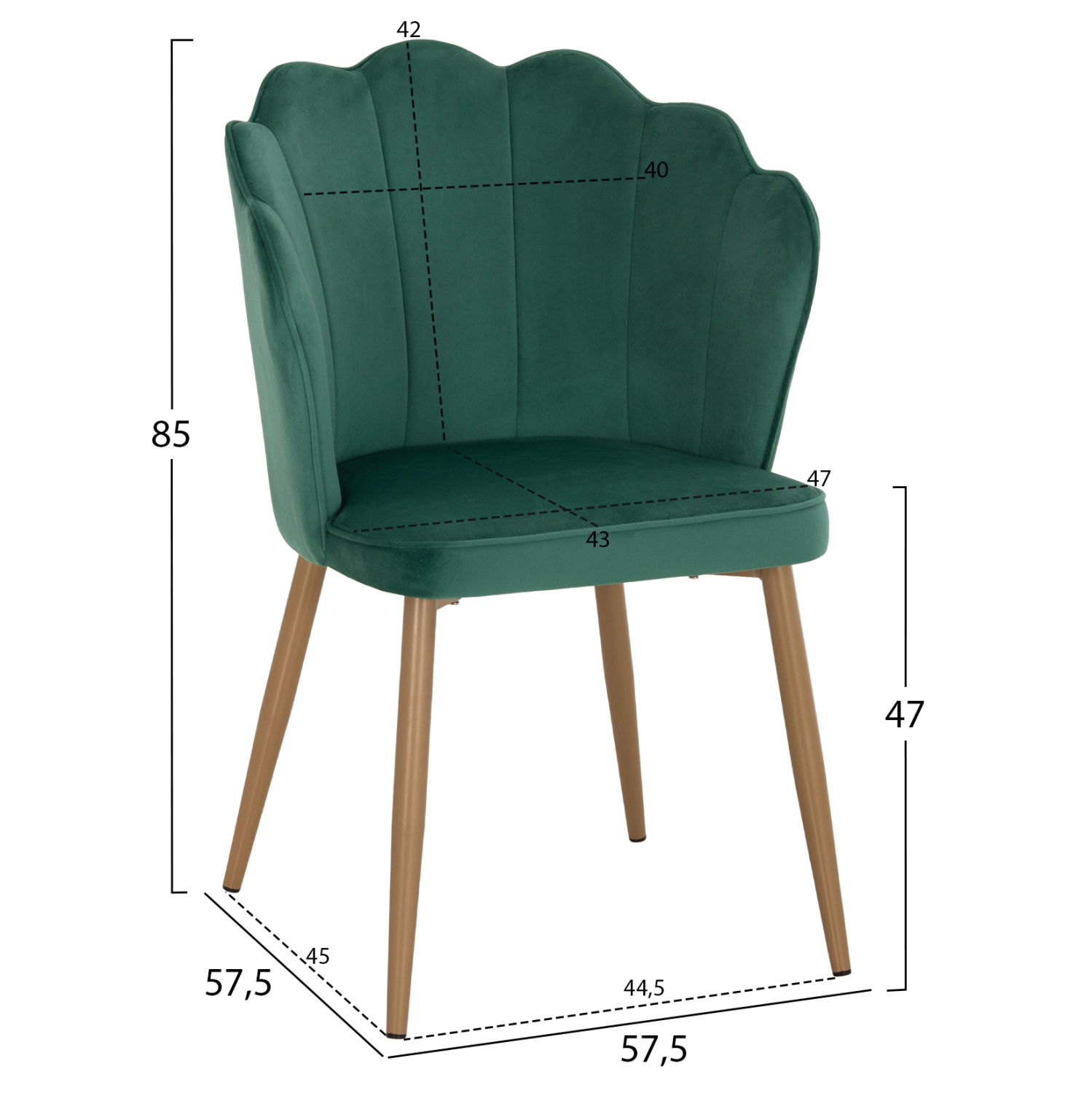 ΚΑΡΕΚΛΑ AVIE HM8737.03 ΒΕΛΟΥΔΟ ΚΥΠΑΡΙΣΣΙ ΜΕ ΜΕΤΑΛΛΙΚΟ ΧΡΥΣΟ ΣΚΕΛΕΤΟ 57.5x57.5x85 εκ. - Image 2