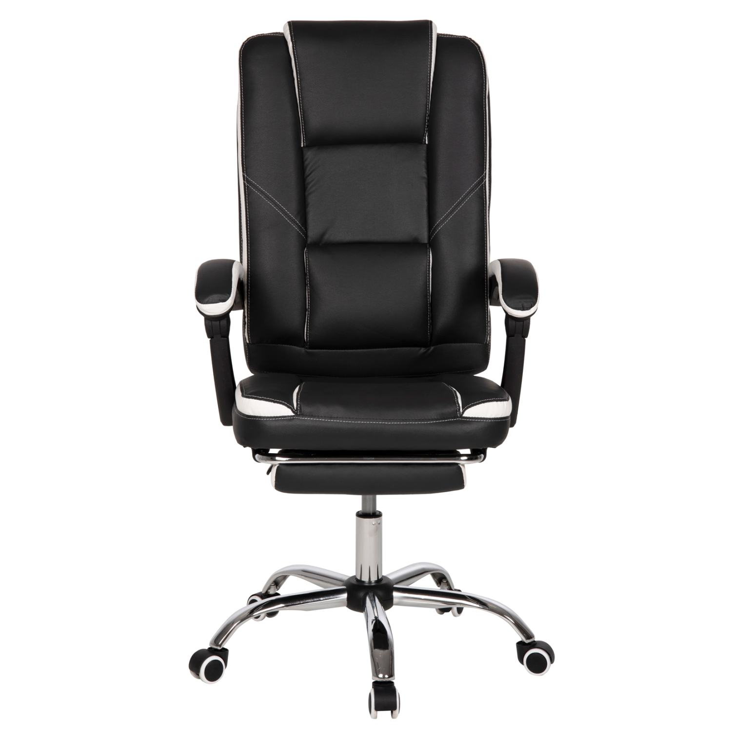 ΚΑΡΕΚΛΑ ΓΡΑΦΕΙΟΥ SEENA HM1190.02 ΜΑΥΡΟ-ΛΕΥΚΟ PU-ΠΤΥΣΣΟΜΕΝΟ ΥΠΟΠΟΔΙΟ 62x65x115Yεκ. - Image 3