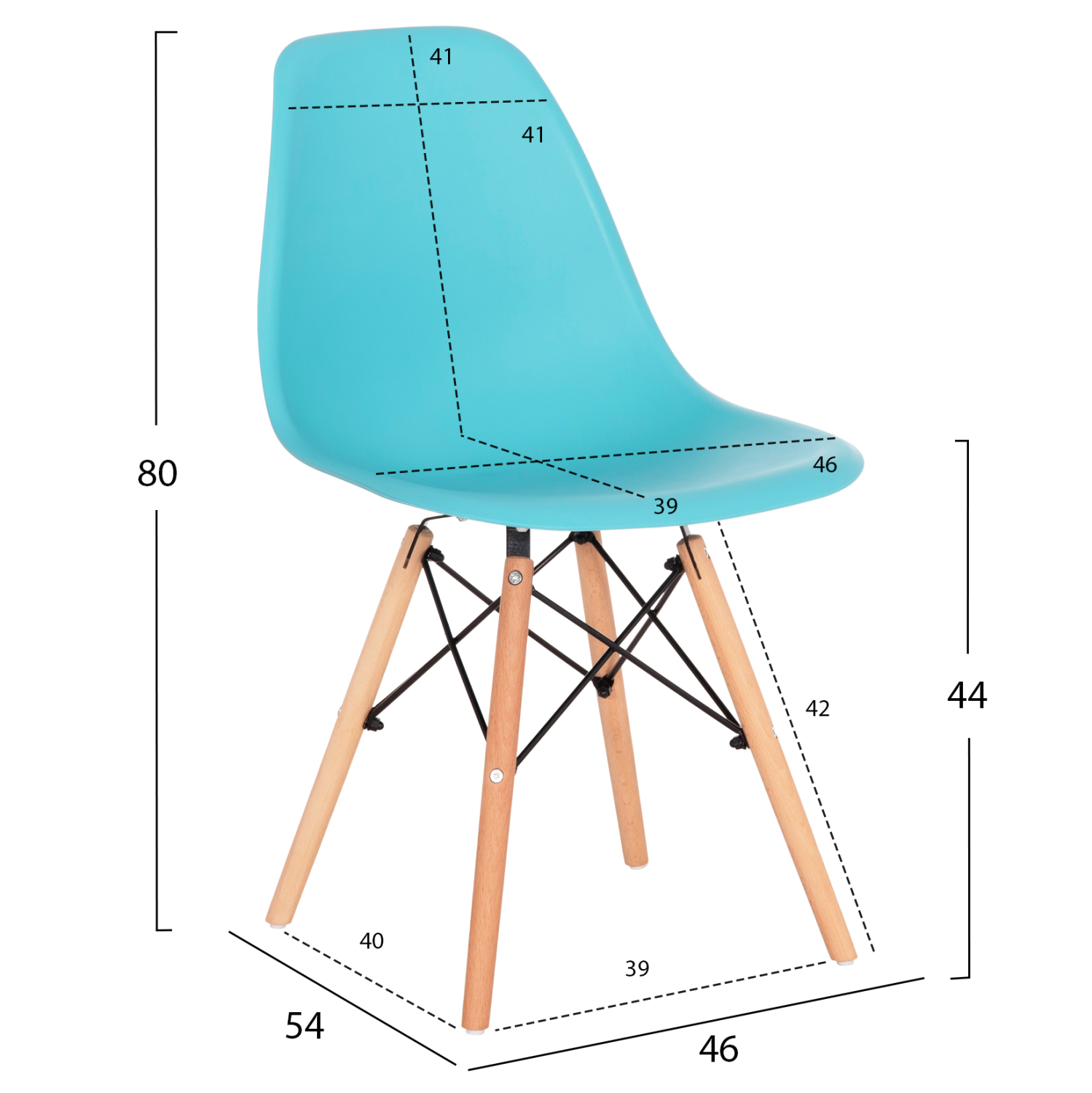 ΚΑΡΕΚΛΑ ΜΕ ΞΥΛΙΝΑ ΠΟΔΙΑ TWIST HM8460.08 PP ΤΙΡΚΟΥΑΖ ΚΑΘΙΣΜΑ 46x54x80Υεκ. - Image 2