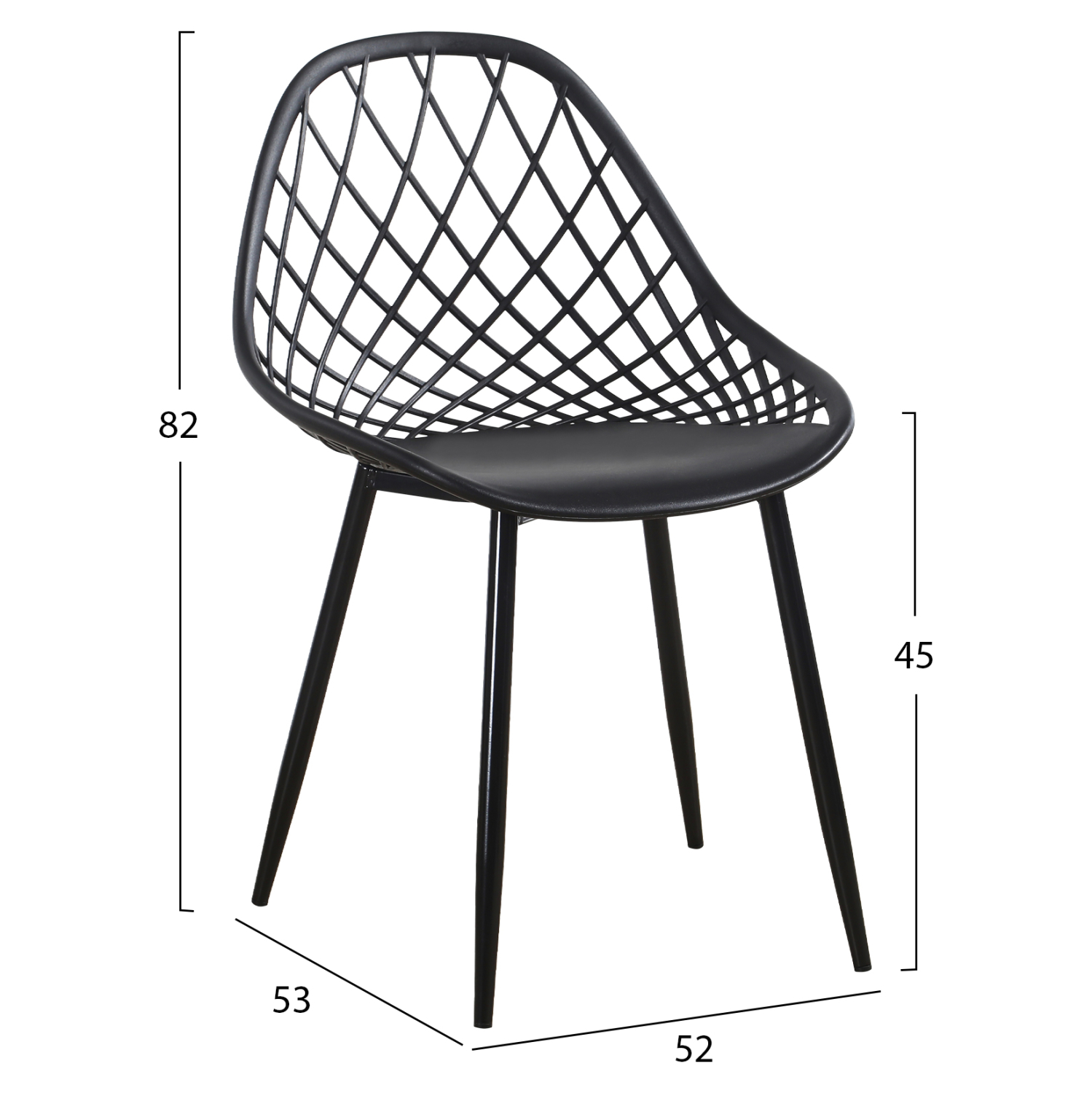 ΚΑΡΕΚΛΑ ΠΟΛΥΠΡΟΠΥΛΕΝΙΟΥ LIO ΜΕ ΜΕΤΑΛΛΙΚΑ ΠΟΔΙΑ ΜΑΥΡΗ HM9524.02 52x53x82Υ εκ. - Image 2