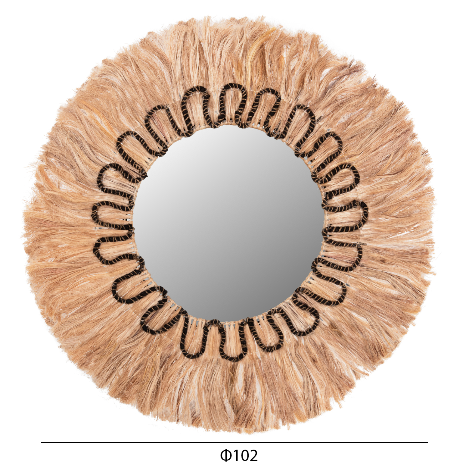 ΚΑΘΡΕΠΤΗΣ ΣΤΡΟΓΓΥΛΟΣ ΜΕ ΠΛΑΙΣΙΟ ΙΝΕΣ ΑΜΠΑΚΑ ΧΡΩΜΑ ΦΥΣΙΚΟ ΜΑΥΡΟ Φ100εκ.HM7749 - Image 2