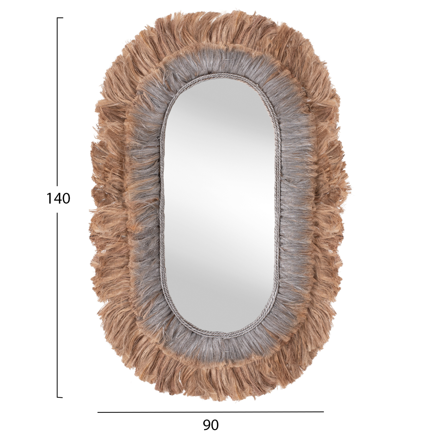 ΚΑΘΡΕΠΤΗΣ ΤΟΙΧΟΥ ΟΒΑΛ ΑΠΟ ΙΝΕΣ ΑΜΠΑΚΑ ΣΕ ΧΡΩΜΑ ΦΥΣΙΚΟ & ΑΣΗΜΙ 90x5x140Yεκ.HM7738 - Image 2