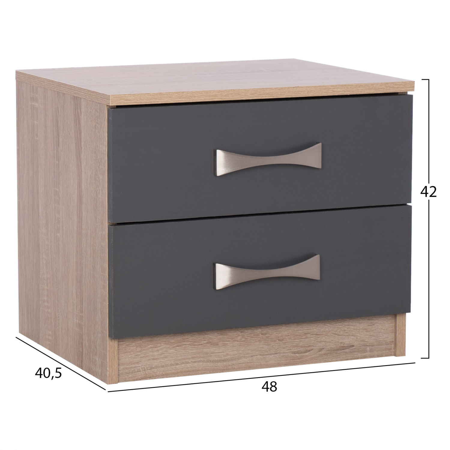 ΚΟΜΟΔΙΝΟ ΜΕΛΑΜΙΝΗΣ ASHLYN 2 ΣΥΡΤΑΡΙΑ & ΧΕΡΟΥΛΙΑ SONAMA-ΓΚΡΙ 48x40,5x42Yεκ.HM2235.04 - Image 2