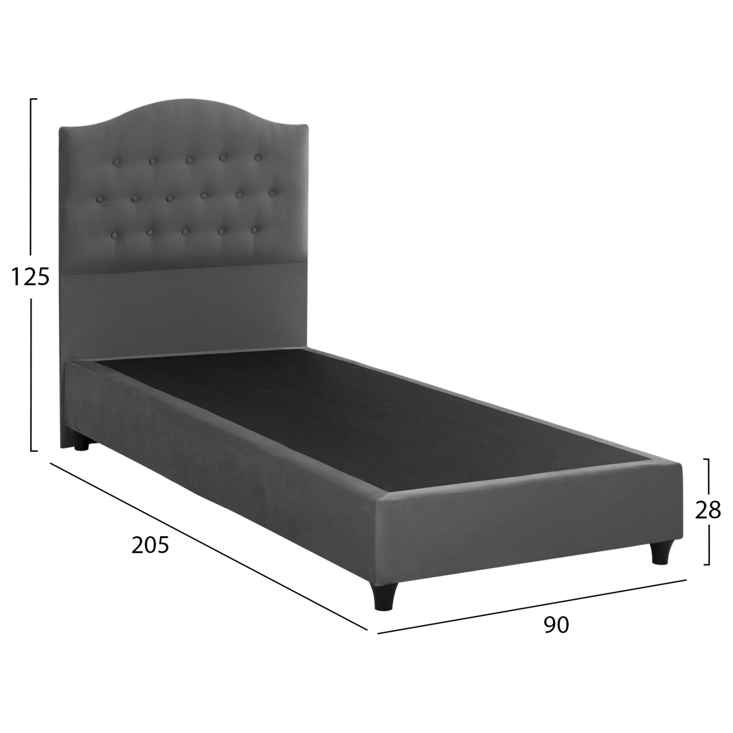 ΚΡΕΒΑΤΙ MALENA ΑΠΟ ΓΚΡΙ ΒΕΛΟΥΔΟ HM651.10 ΓΙΑ ΣΤΡΩΜΑ 90x200 εκ. - Image 3