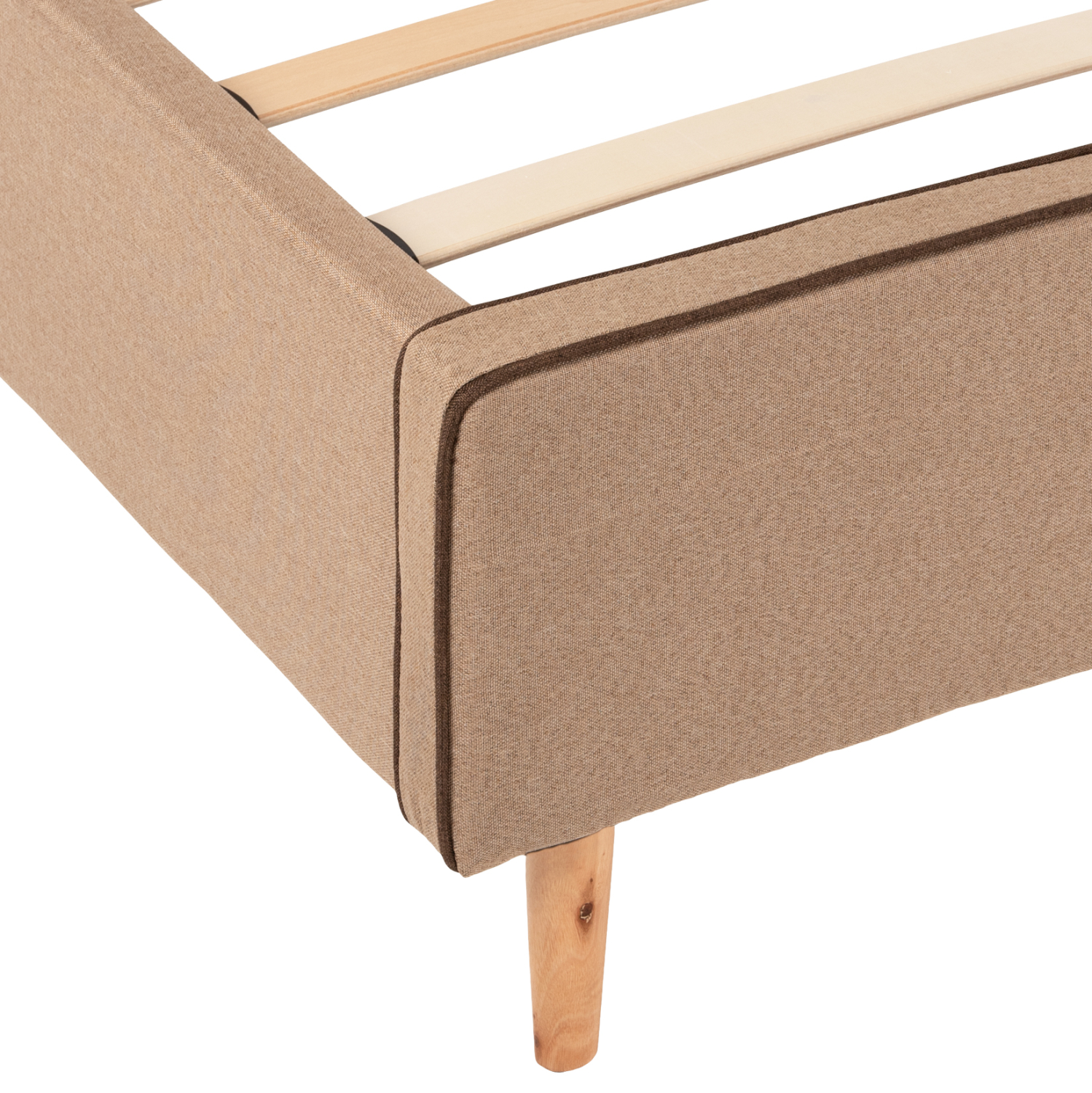 ΚΡΕΒΑΤΙ INDRA ΑΠΟ ΜΠΕΖ ΥΦΑΣΜΑ & ΚΑΦΕ ΡΕΛΙ HM662.02 ΓΙΑ ΣΤΡΩΜΑ 160x200 EK. - Image 6