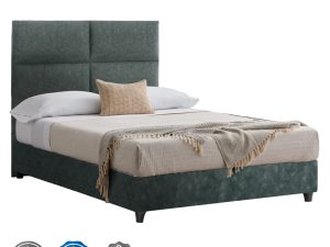 ΚΡΕΒΑΤΙ MILO ΑΠΟ ΠΡΑΣΙΝΟ ΥΦΑΣΜΑ τύπου NUBUCK HM646.27 ΓΙΑ ΣΤΡΩΜΑ 120x200 εκ.