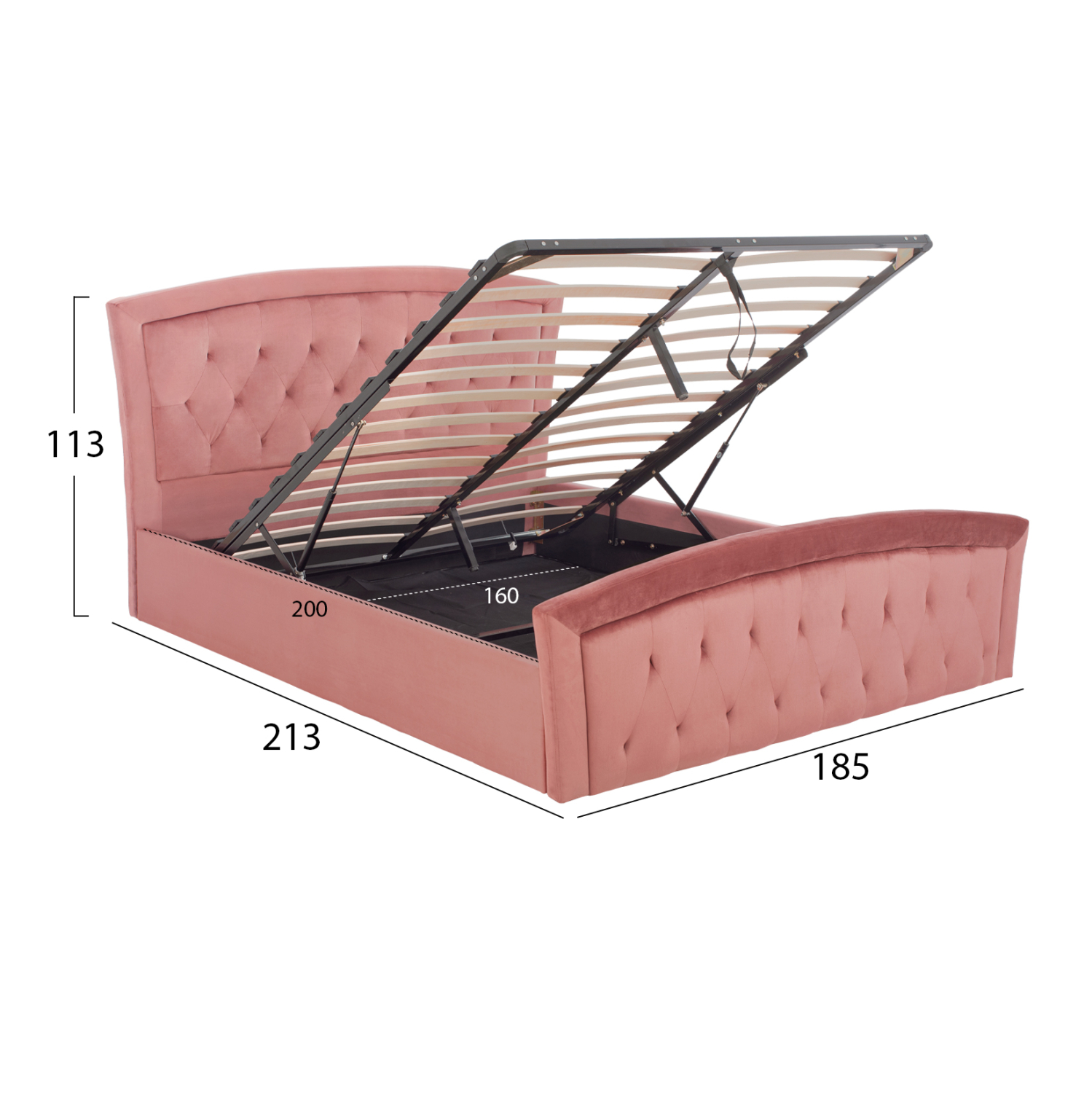 ΚΡΕΒΑΤΙ ODELIA ΒΕΛΟΥΔΟ ΣΑΠΙΟ ΜΗΛΟ ΜΕ ΑΠΟΘΗΚΕΥΤΙΚΟ ΧΩΡΟ 160x200 εκ. HM581.02 - Image 2