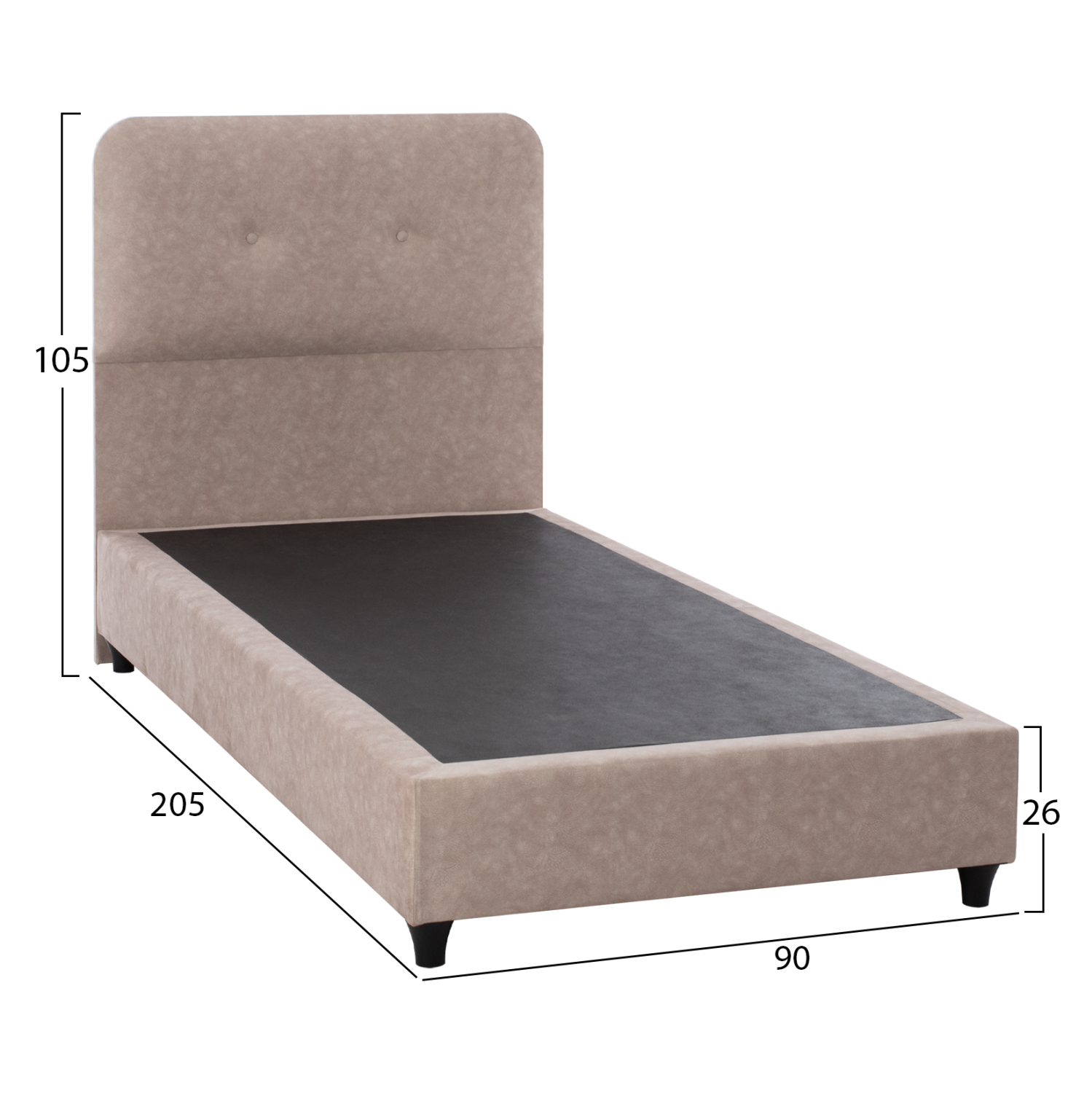 ΚΡΕΒΑΤΙ DOLORES ΜΠΕΖ ΥΦΑΣΜΑ HM649.22 ΓΙΑ ΣΤΡΩΜΑ 90x200 εκ. - Image 3