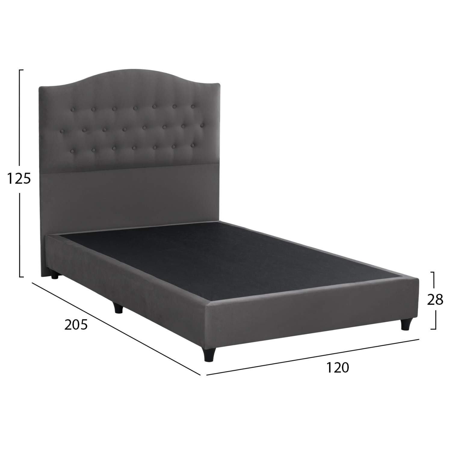 ΚΡΕΒΑΤΙ MALENA ΑΠΟ ΓΚΡΙ ΒΕΛΟΥΔΟ HM647.10 ΓΙΑ ΣΤΡΩΜΑ 120x200 εκ. - Image 3