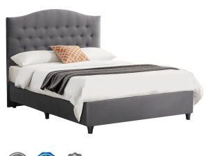 ΚΡΕΒΑΤΙ MALENA ΑΠΟ ΓΚΡΙ ΒΕΛΟΥΔΟ HM647.10 ΓΙΑ ΣΤΡΩΜΑ 120x200 εκ.