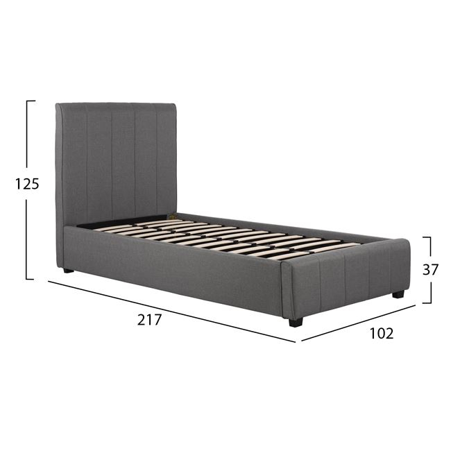 ΚΡΕΒΑΤΙ MONDY 90x200 εκ. ΜΕ ΥΦΑΣΜΑ DARK GREY HM586.05 - Image 2