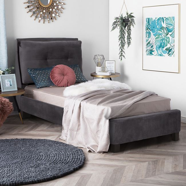 ΚΡΕΒΑΤΙ RILEY 90x200 εκ. ΜΕ ΥΦΑΣΜΑ ΒΕΛΟΥΔΟ ΓΚΡΙ HM561.01 - Image 3
