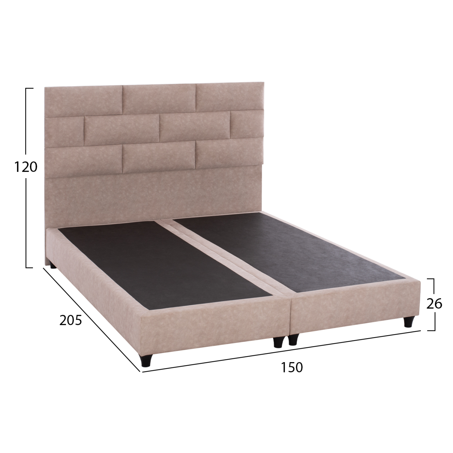 ΚΡΕΒΑΤΙ SOLEDAD ΜΠΕΖ HM644.22 ΓΙΑ ΣΤΡΩΜΑ 150x200 εκ. - Image 3