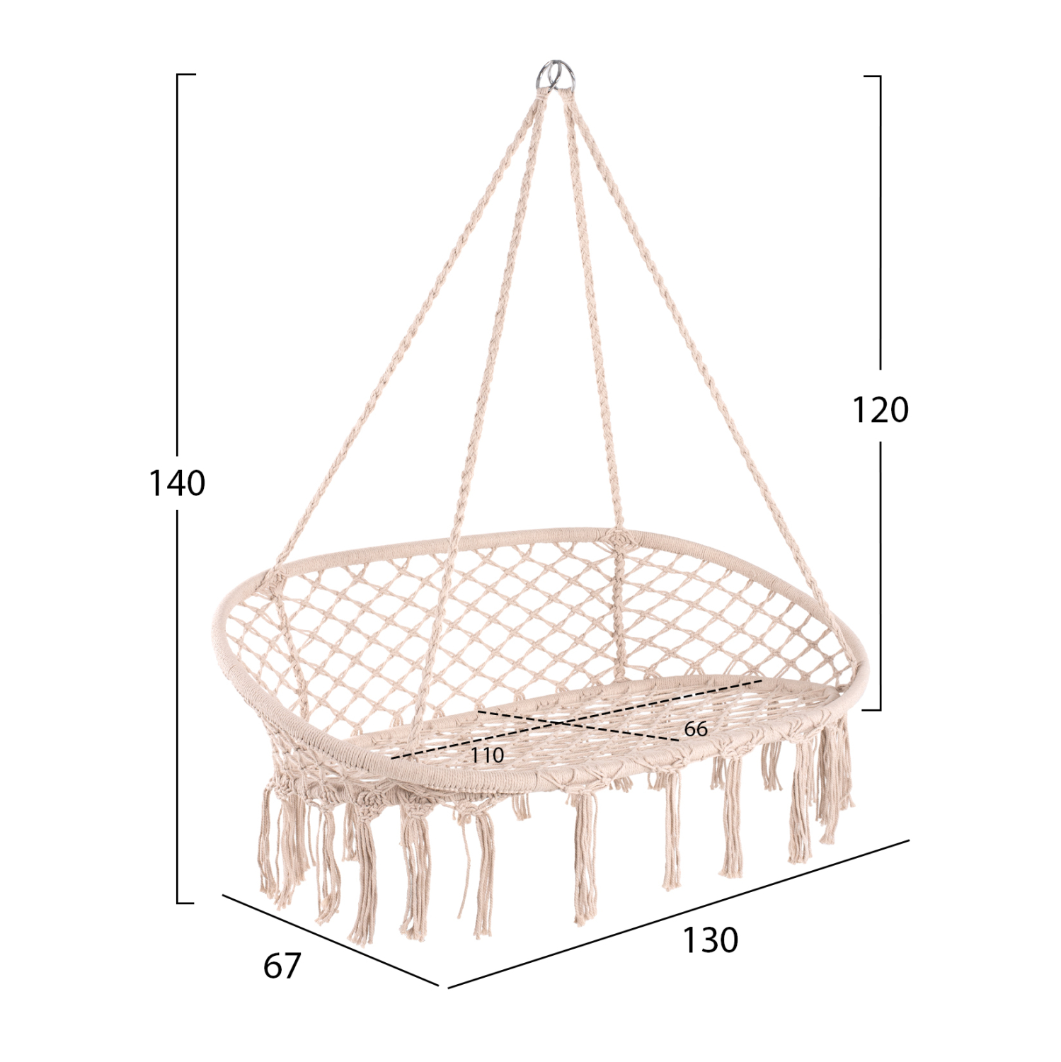 ΚΡΕΜΑΣΤΗ 2ΘΕΣΙΑ ΦΩΛΙΑ ΜΑΚΡΑΜΕ NEENA ΣΕ ΜΠΕΖ ΧΡΩΜΑ HM5769 130x67x120-140Yεκ. - Image 2