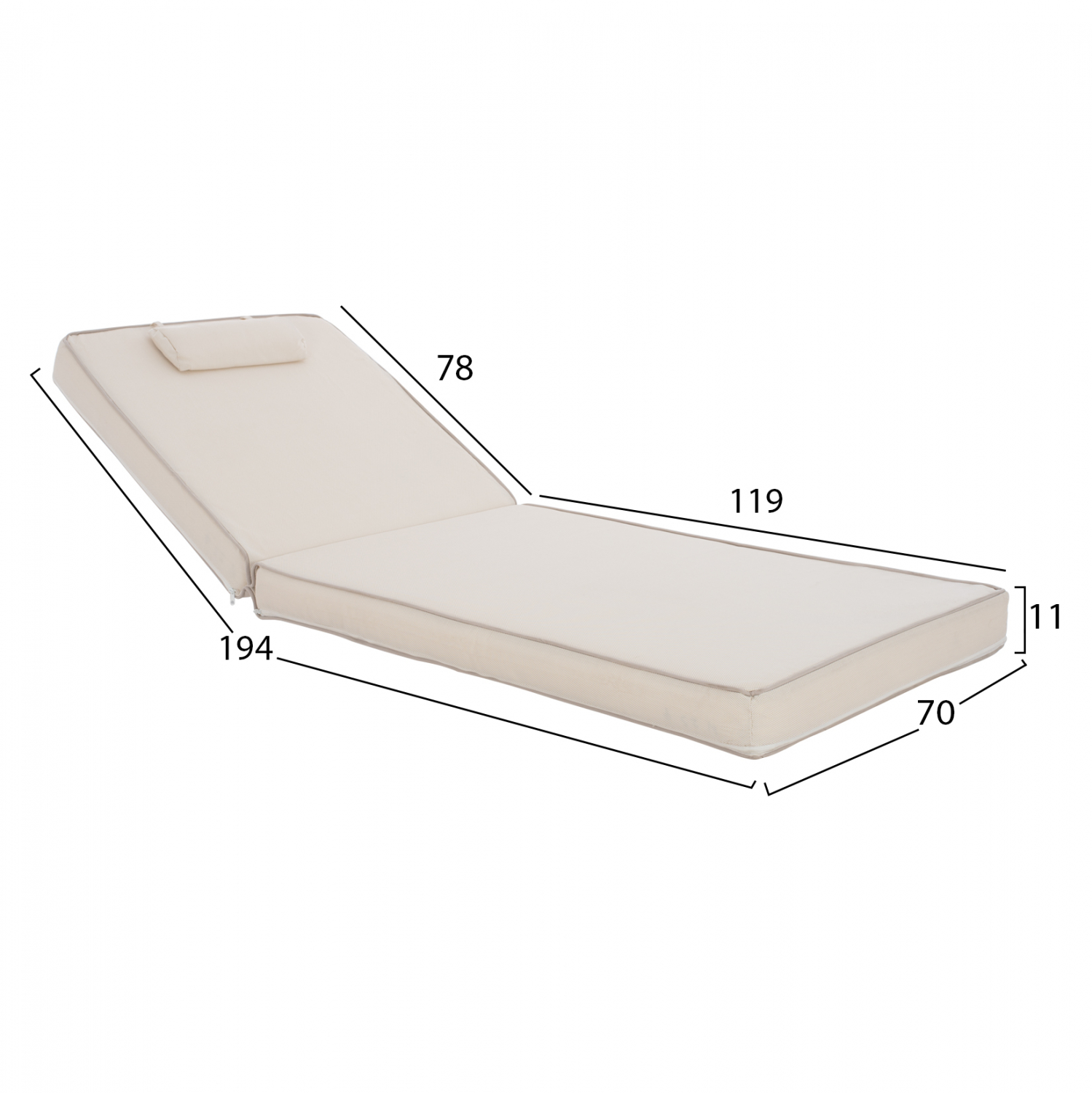 ΜΑΞΙΛΑΡΙ ΞΑΠΛΩΣΤΡΑΣ TEXTILENE 600gr/m2 2X1 SIFNOS ΜΠΕΖ HM11237.60T 194x70x11εκ. - Image 2