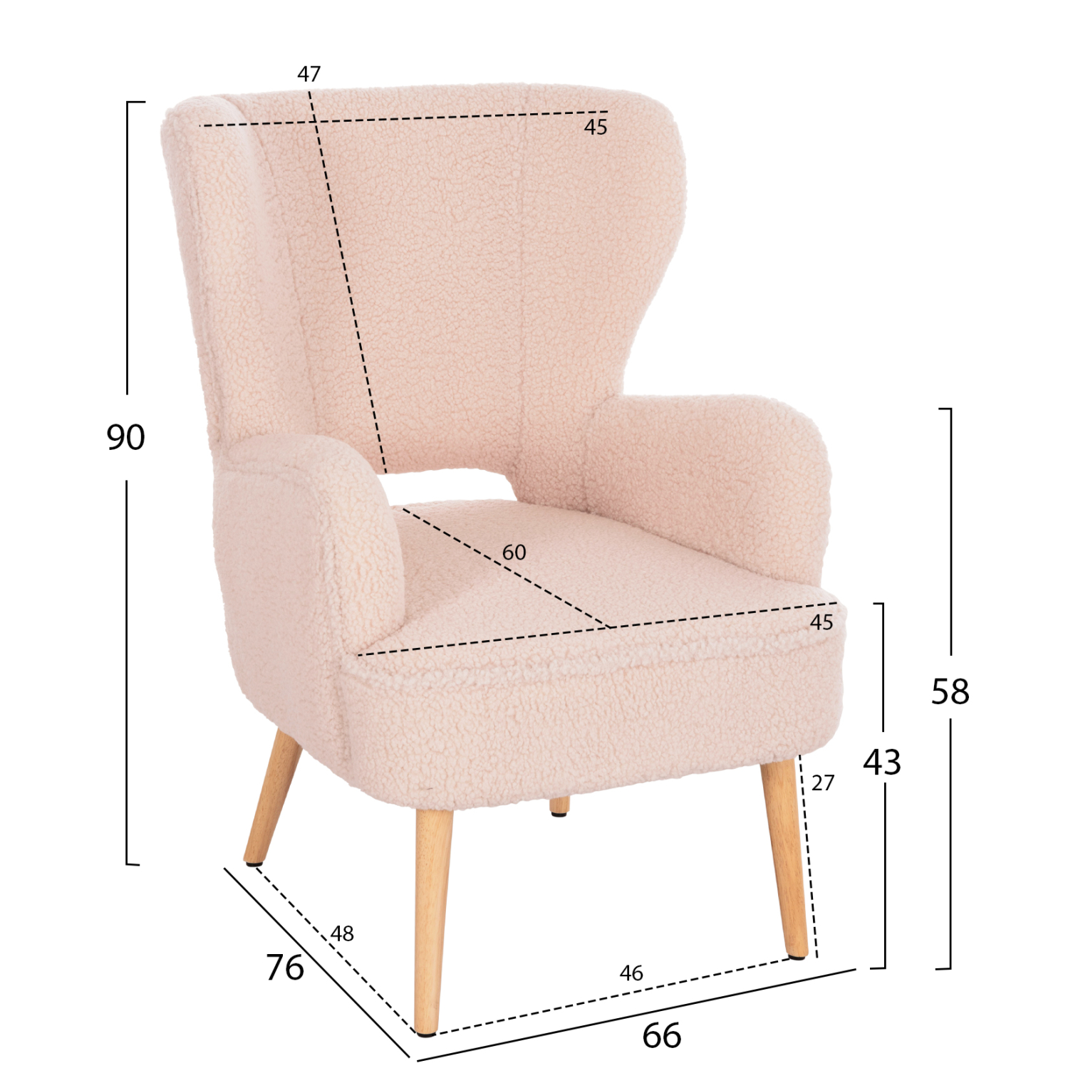 ΜΠΕΡΖΕΡΑ ΠΟΛΥΘΡΟΝΑ MYLIE ΜΠΟΥΚΛΕ ΥΦΑΣΜΑ ΕΚΡΟΥ HM8394.20 66x76x90Υ εκ. - Image 2