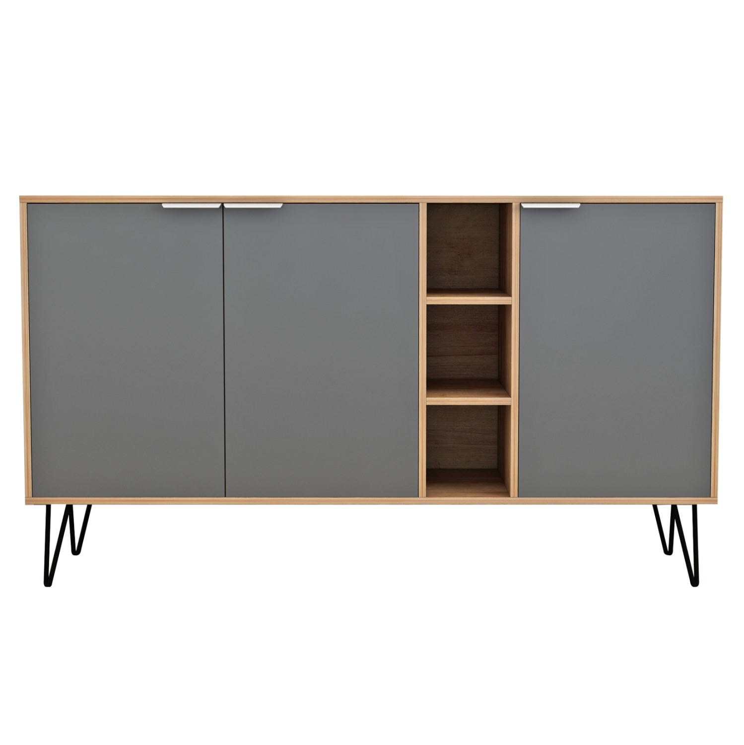 ΜΠΟΥΦΕΣ CABRON HM8874.11 ΜΕΛΑΜΙΝΗ ΣΕ ΦΥΣΙΚΟ-ΑΝΘΡΑΚΙ-ΜΑΥΡΑ ΜΕΤΑΛ.ΠΟΔΙΑ 142X40X83Υεκ. - Image 3