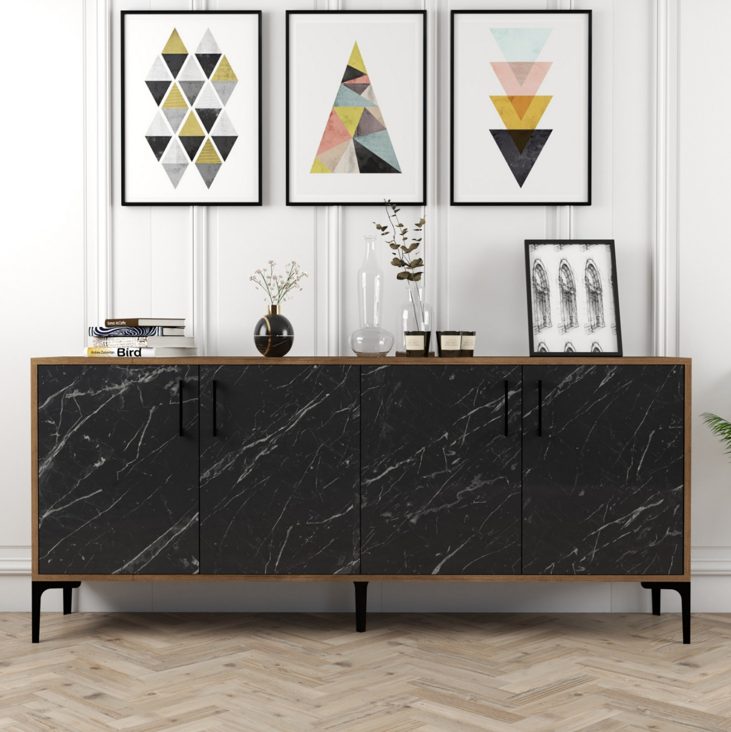 ΜΠΟΥΦΕΣ ΜΕΛΑΜΙΝΗΣ HM9428.03 ΚΑΡΥΔΙ ΚΑΙ ΟΨΗ ΜΑΥΡΟ ΜΑΡΜΑΡΟ 180x35x78Υεκ. - Image 4