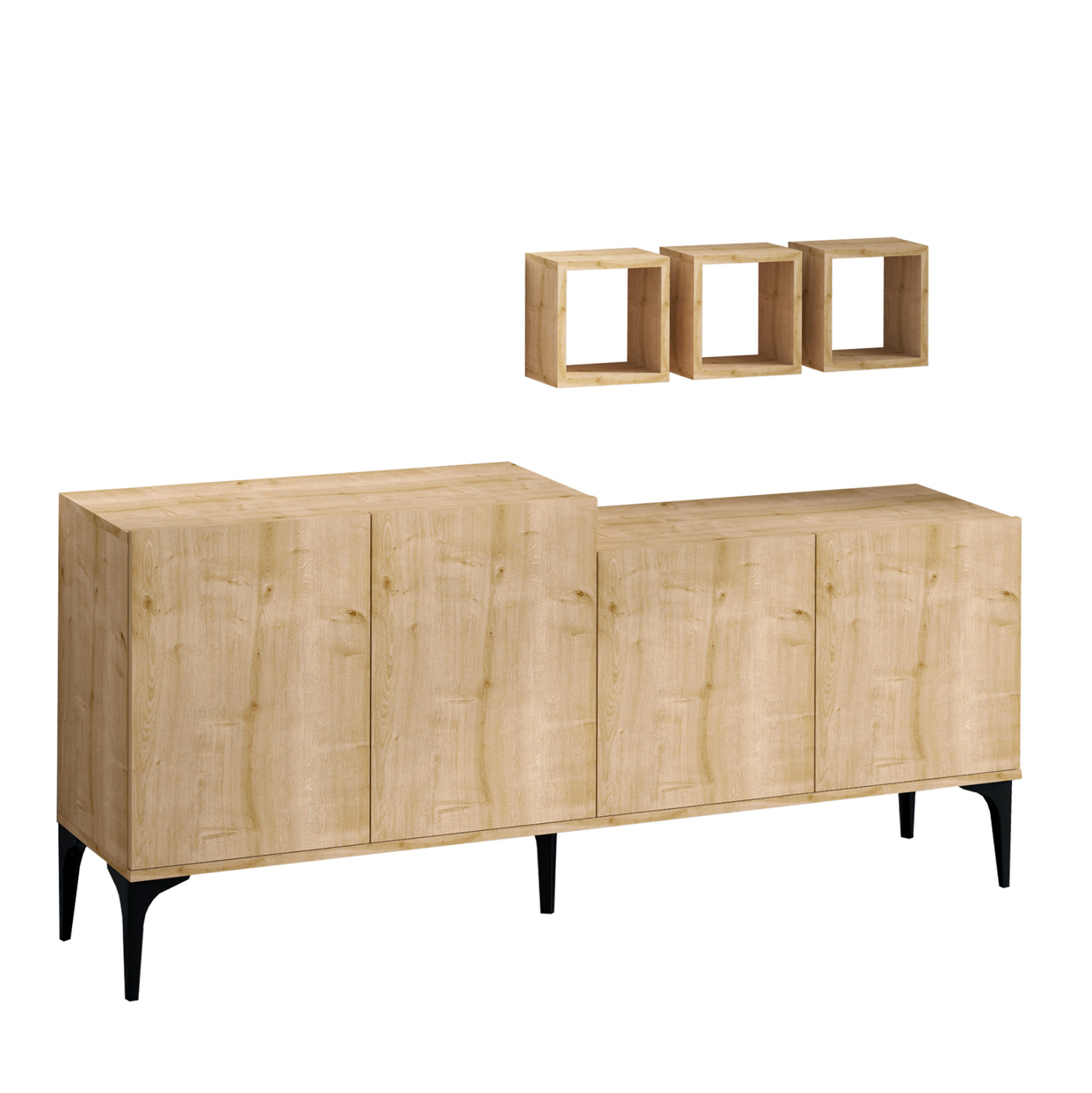 ΜΠΟΥΦΕΣ ΜΕΛΑΜΙΝΗΣ ΚΑΙ 3 ΡΑΦΑΚΙΑ ΣΕ ΦΥΣΙΚΟ ΧΡΩΜΑ 180x40x85Υεκ.HM9430.01 - Image 5