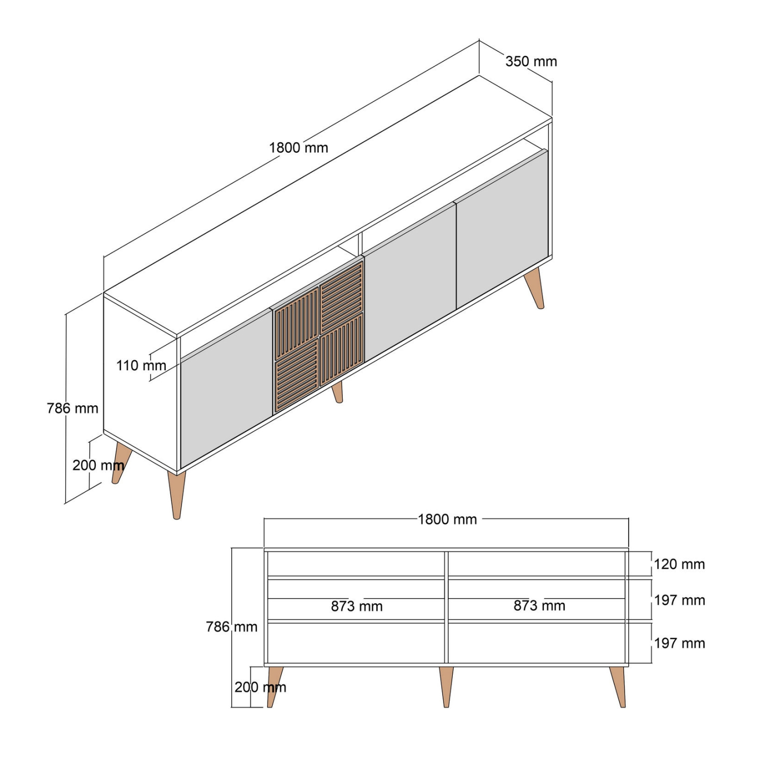 ΜΠΟΥΦΕΣ ΜΕΛΑΜΙΝΗΣ ΚΑΡΥΔΙ HM9431.04 180x35x78.6Υεκ. - Image 2
