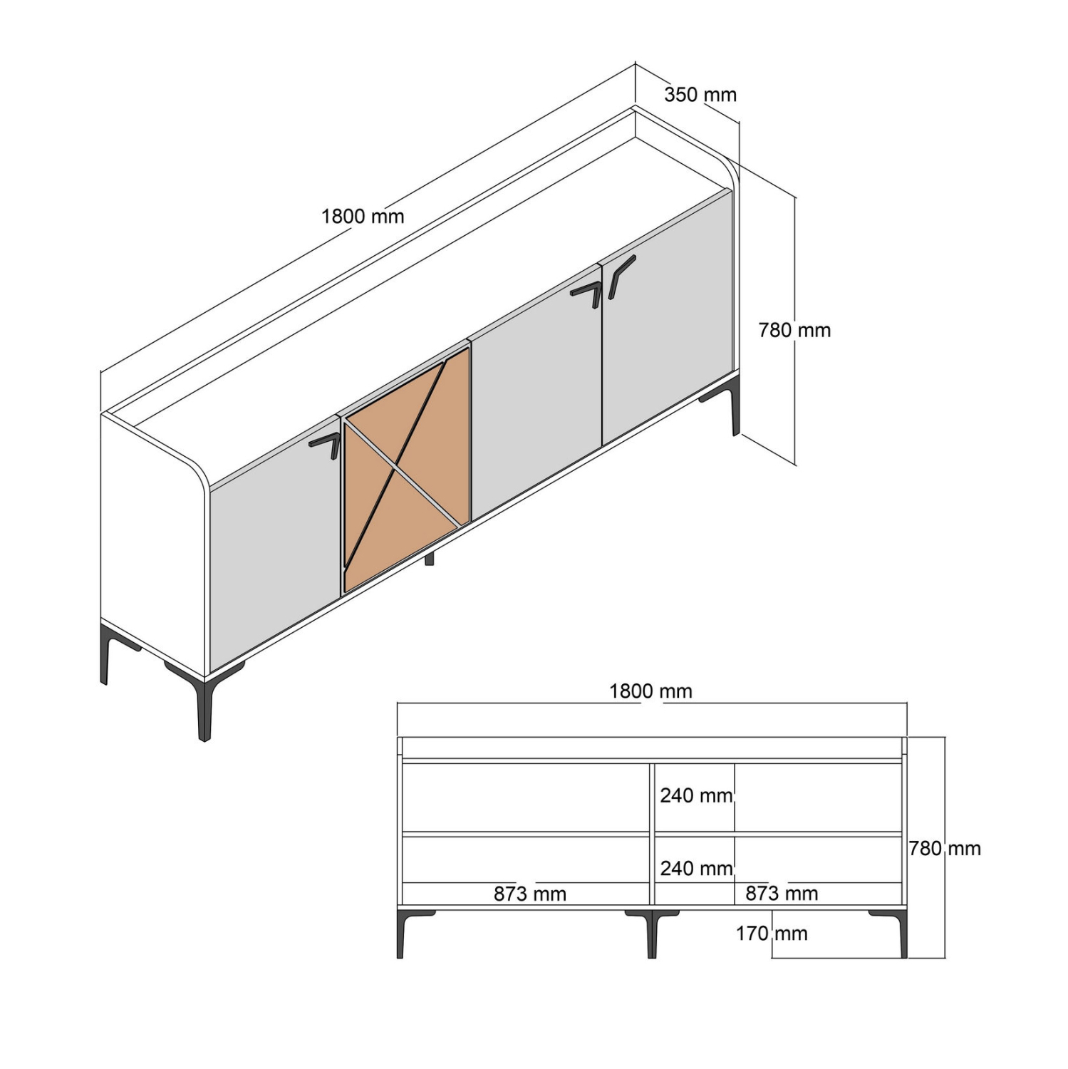 ΜΠΟΥΦΕΣ ΜΕΛΑΜΙΝΗΣ ΚΑΡΥΔΙ ΜΕ ΟΨΗ ΜΑΥΡΟΥ ΜΑΡΜΑΡΟΥ HM9433.03 180x35x78Υ εκ. - Image 2
