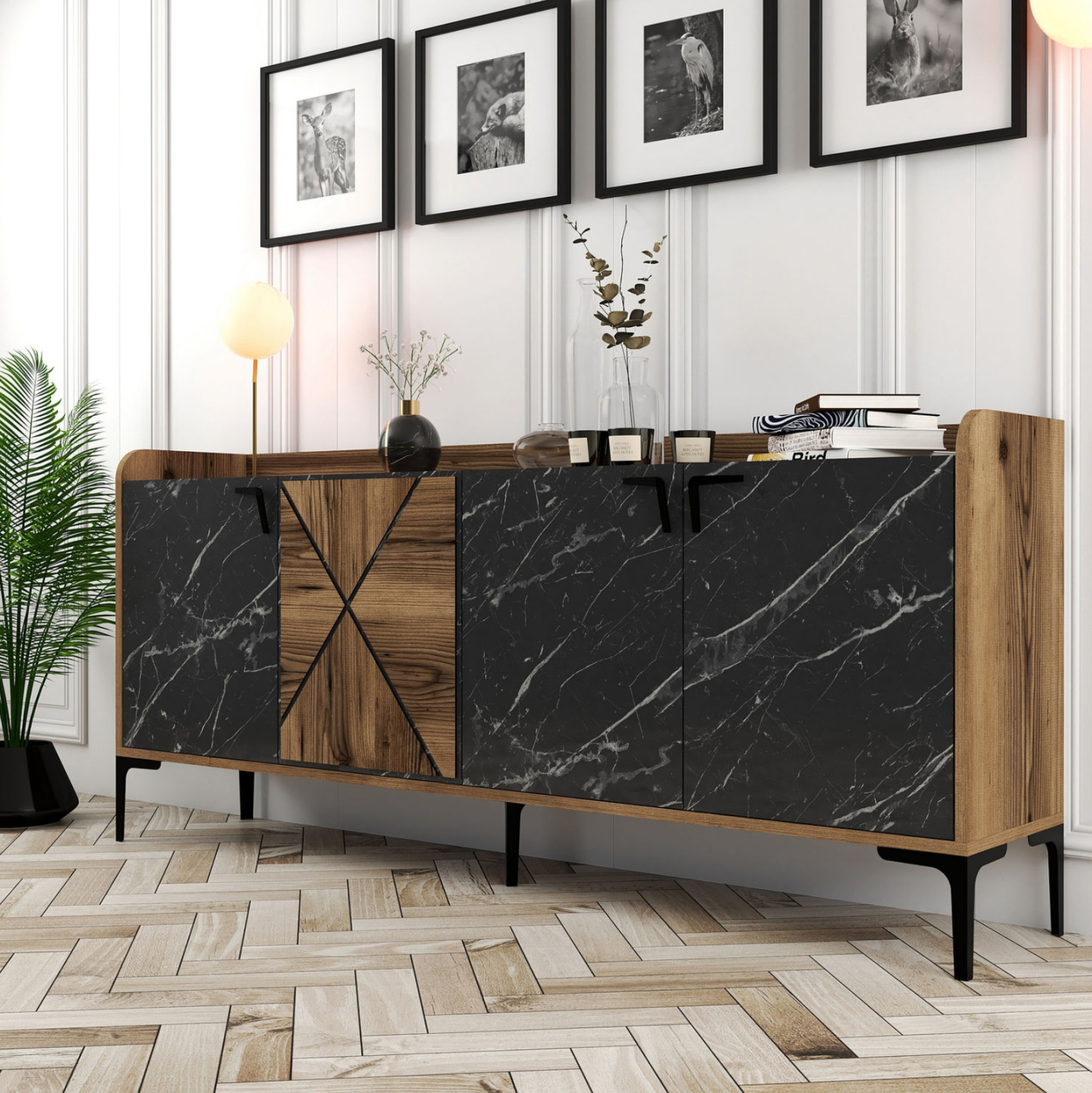 ΜΠΟΥΦΕΣ ΜΕΛΑΜΙΝΗΣ ΚΑΡΥΔΙ ΜΕ ΟΨΗ ΜΑΥΡΟΥ ΜΑΡΜΑΡΟΥ HM9433.03 180x35x78Υ εκ. - Image 3