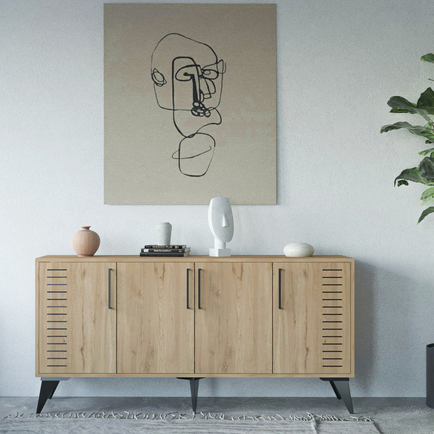 ΜΠΟΥΦΕΣ ΣΕ ΦΥΣΙΚΟ ΧΡΩΜΑ HM9252.01 160x41x79 εκ. - Image 3