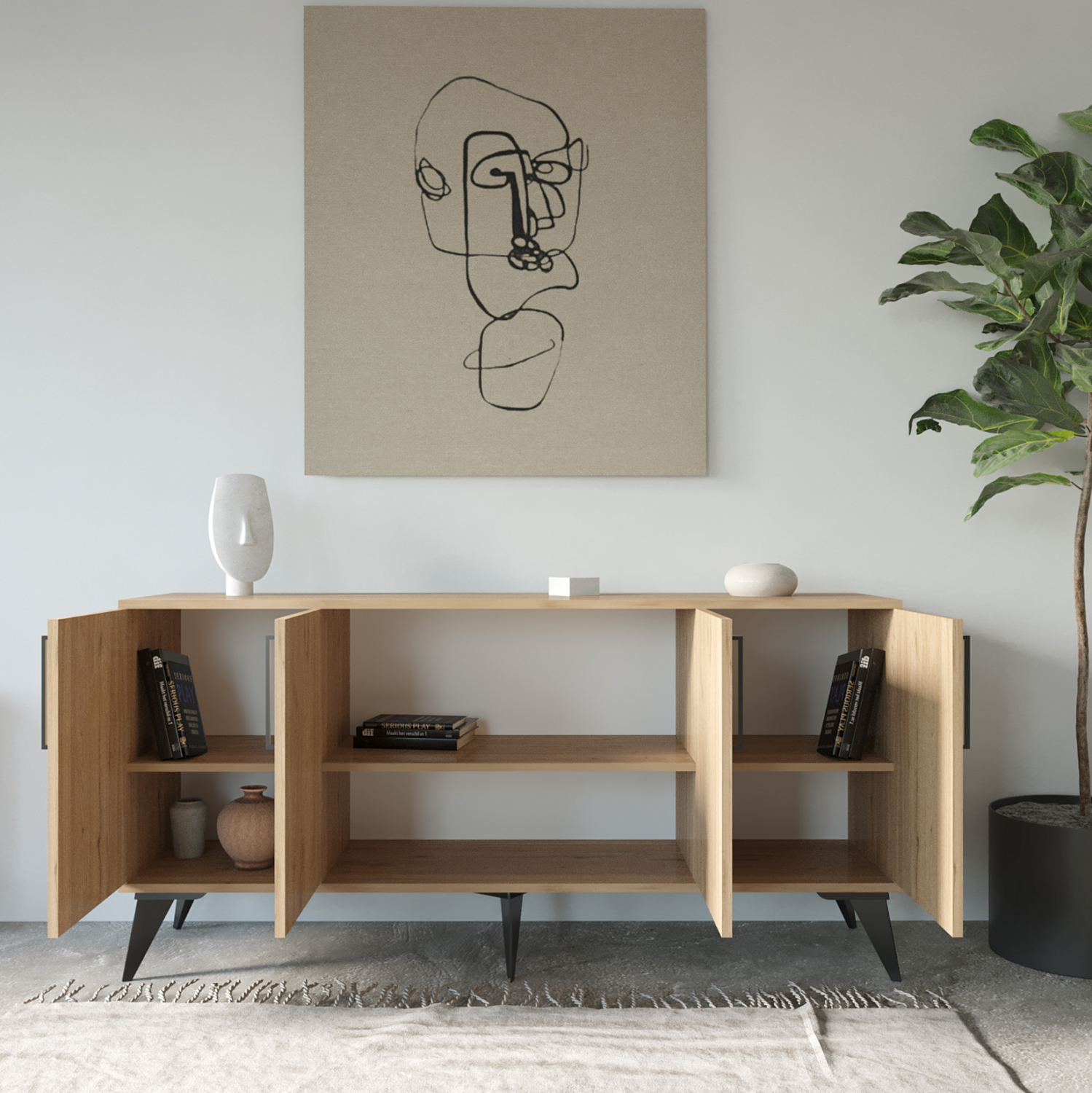 ΜΠΟΥΦΕΣ ΣΕ ΦΥΣΙΚΟ ΧΡΩΜΑ HM9252.01 160x41x79 εκ. - Image 5