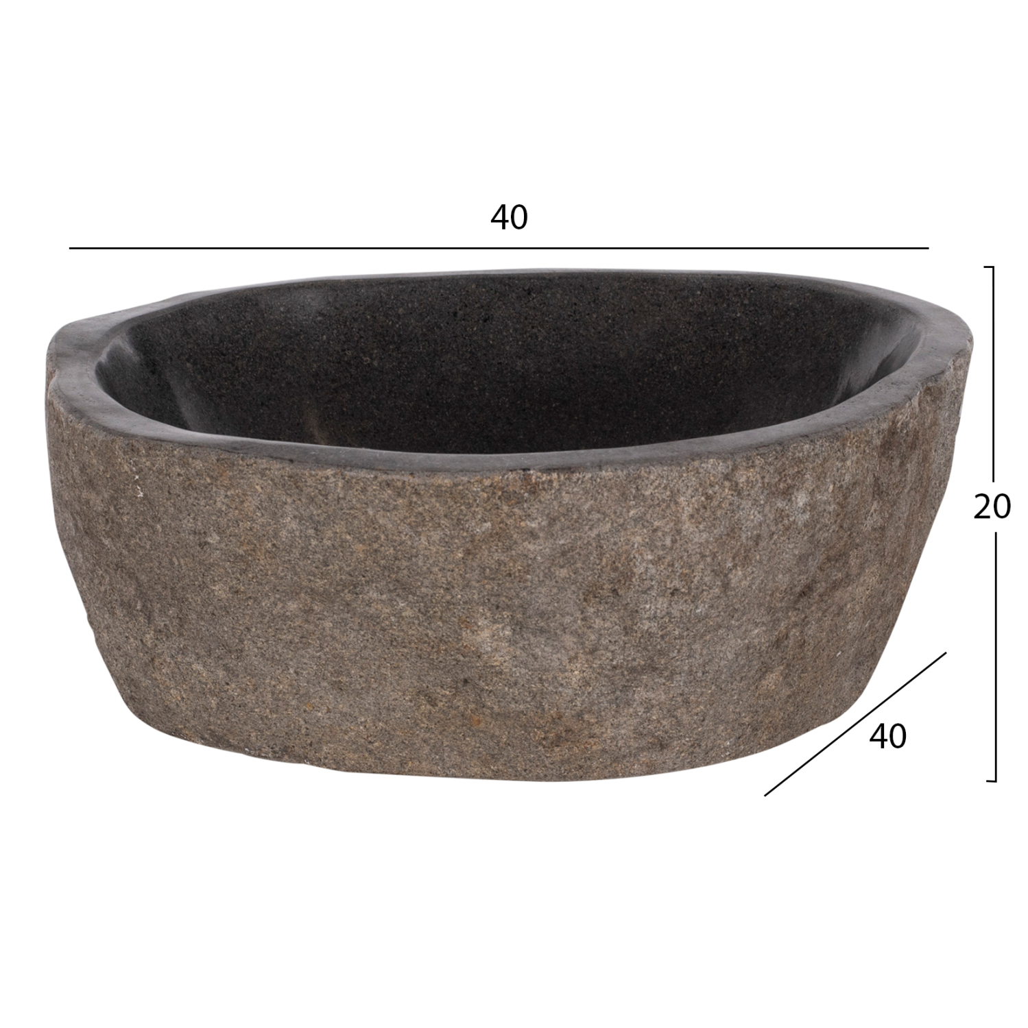 ΝΙΠΤΗΡΑΣ STONE SINK ΛΑΞΕΥΜΕΝΗ ΠΕΤΡΑ ΓΚΡΙ ΧΡΩΜΑ 40x40x20Yεκ.HM7807 - Image 2
