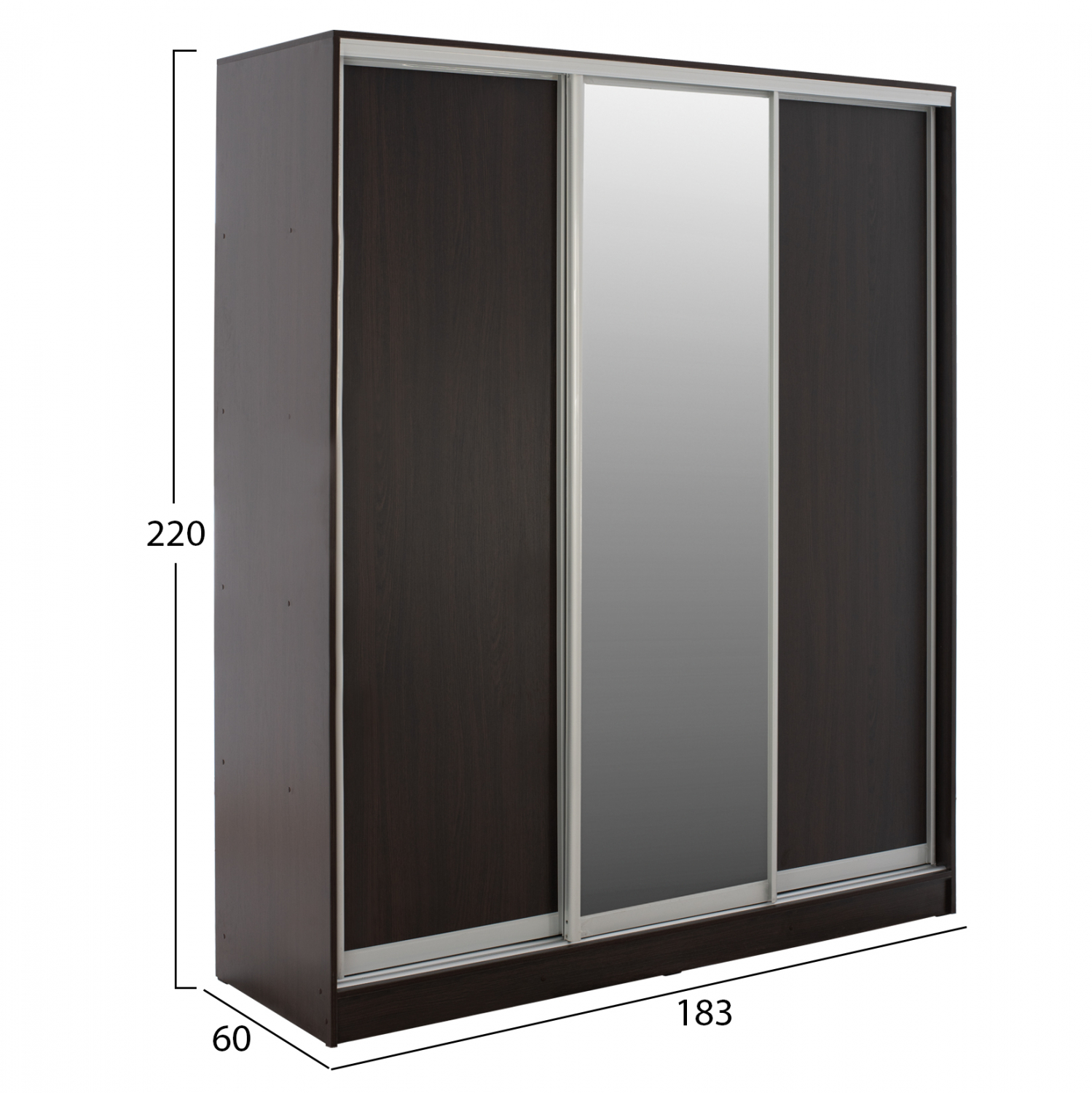 ΝΤΟΥΛΑΠΑ ΣΥΡΟΜΕΝΗ ADLER ΜΕΛΑΜΙΝΗΣ WENGE ΜΕ ΚΑΘΡΕΦΤΗ 3ΦΥΛΛΗ HM2461.02 183x60x220 εκ. - Image 2