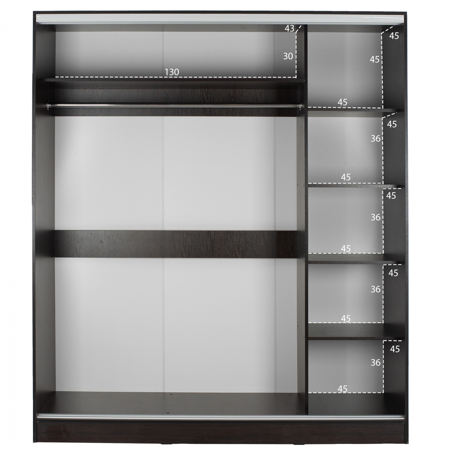 ΝΤΟΥΛΑΠΑ ΣΥΡΟΜΕΝΗ ADLER ΜΕΛΑΜΙΝΗΣ WENGE ΜΕ ΚΑΘΡΕΠΤΗ HM2437.02 180X60X210Υεκ. - Image 3